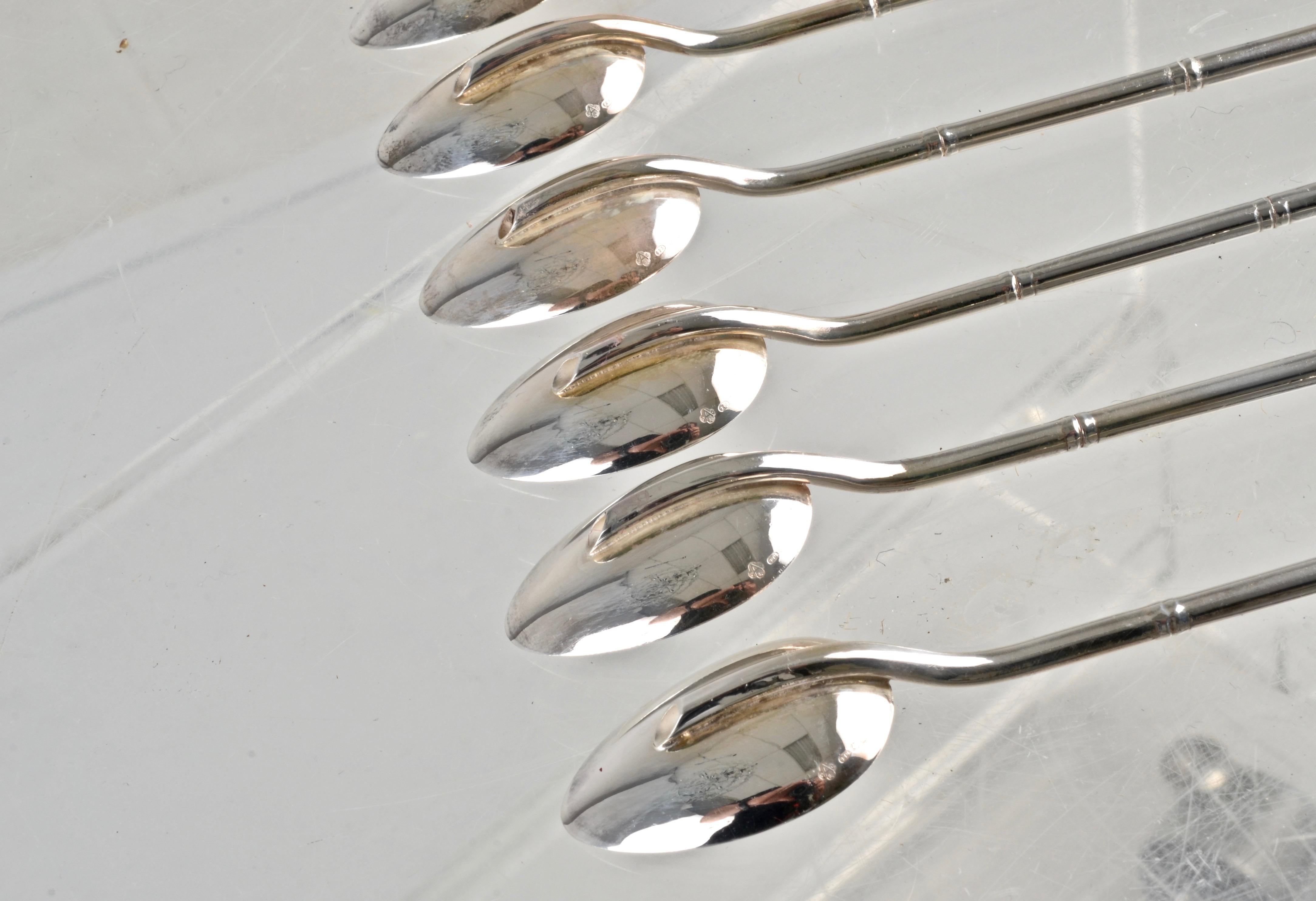 Asprey Sterling Silver Set of Six Sipping Stirrers 3