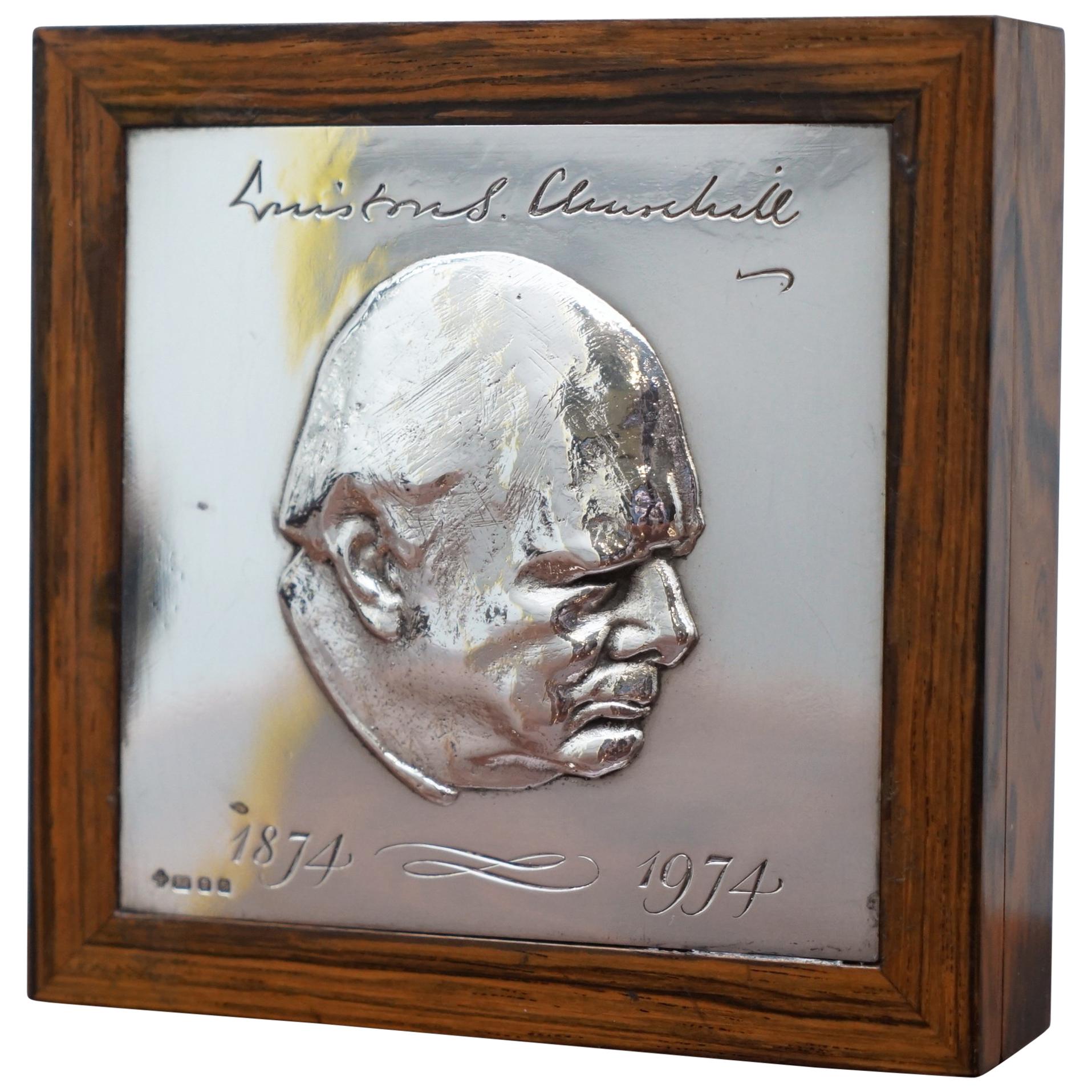 Asprey Sterling Silver Winston Churchill Anniversary Calamander Cigarette Box
