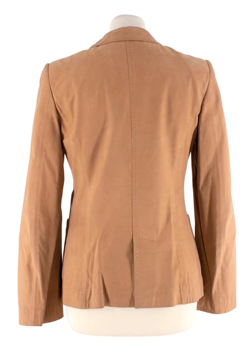 Brown Asprey Tan Leather Single-Breasted Blazer - US 4 For Sale