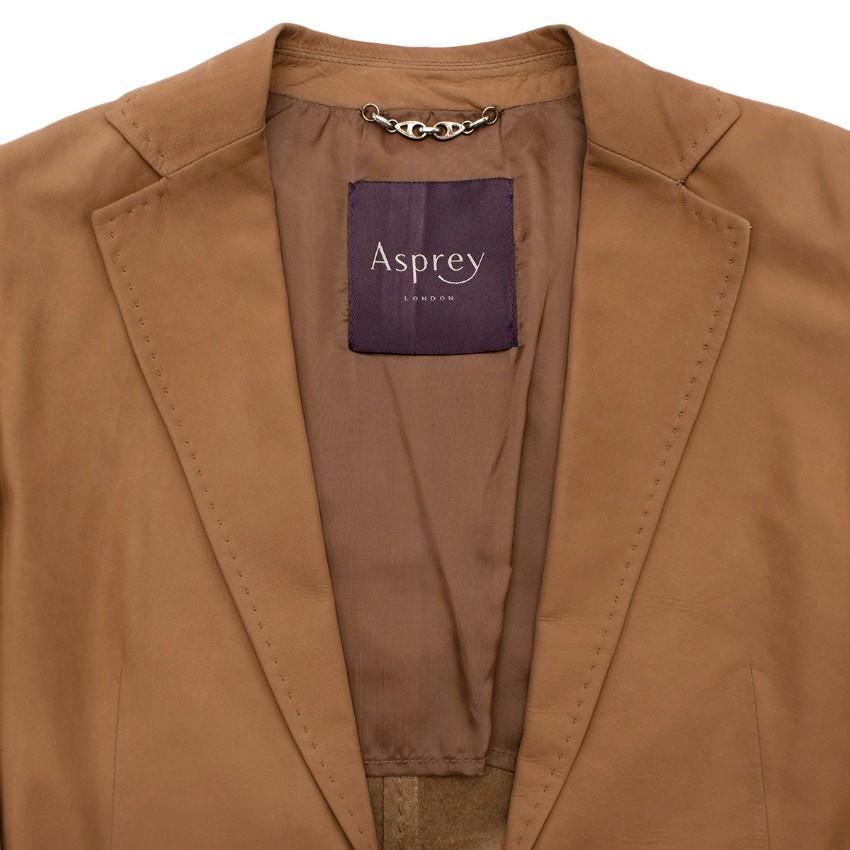 Asprey Tan Leather Single-Breasted Blazer - US 4 In Excellent Condition For Sale In London, GB