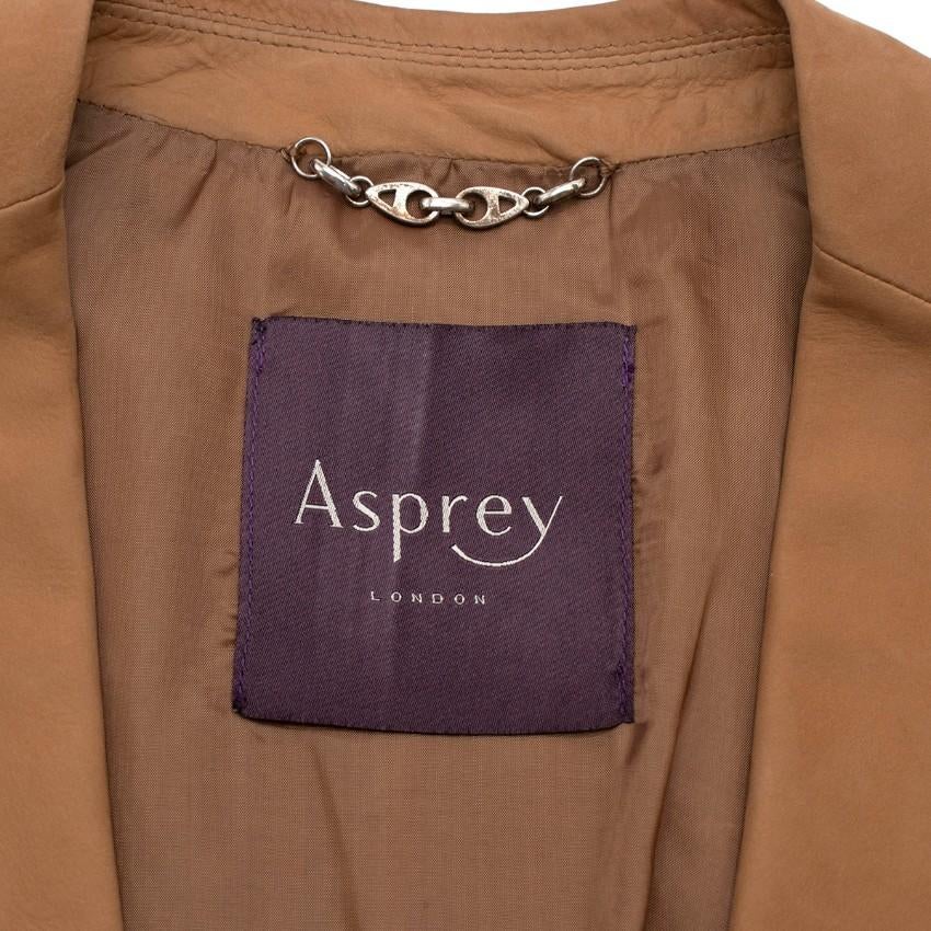 Women's Asprey Tan Leather Single-Breasted Blazer - US 4 For Sale