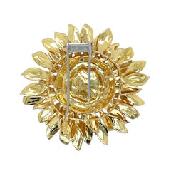 ASPREY Broche texturée tournesol en or