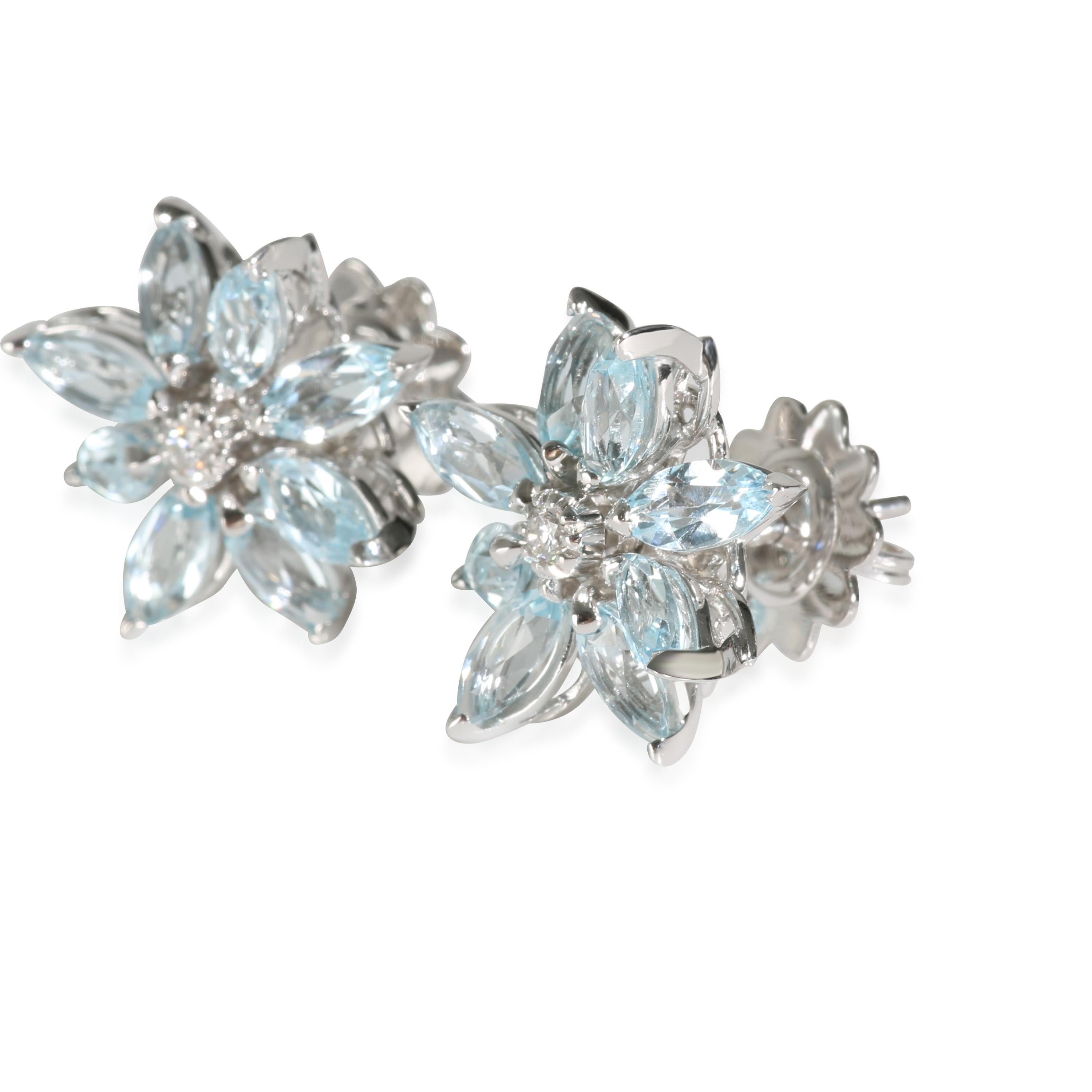 Asprey Topaz Earring in 18k White Gold 0.09 CTW In Excellent Condition For Sale In New York, NY