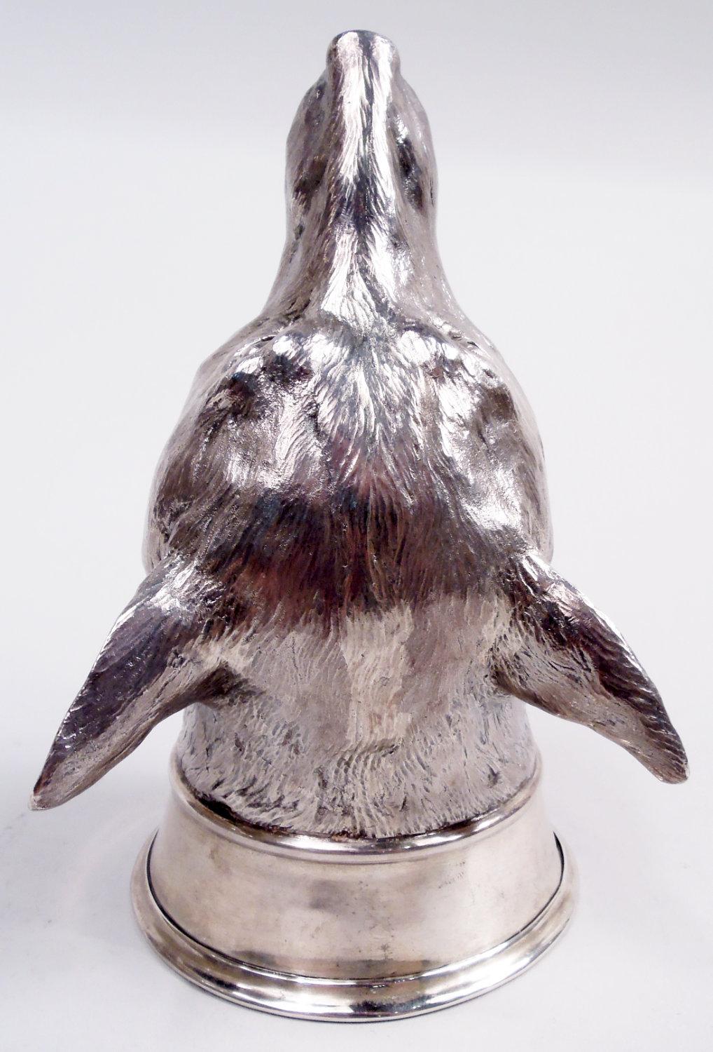 British Asprey Traditional English Sterling Silver Fox Stirrup Cup 1959 For Sale