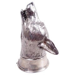 Asprey Traditional English Sterling Silver Fox Stirrup Cup 1959