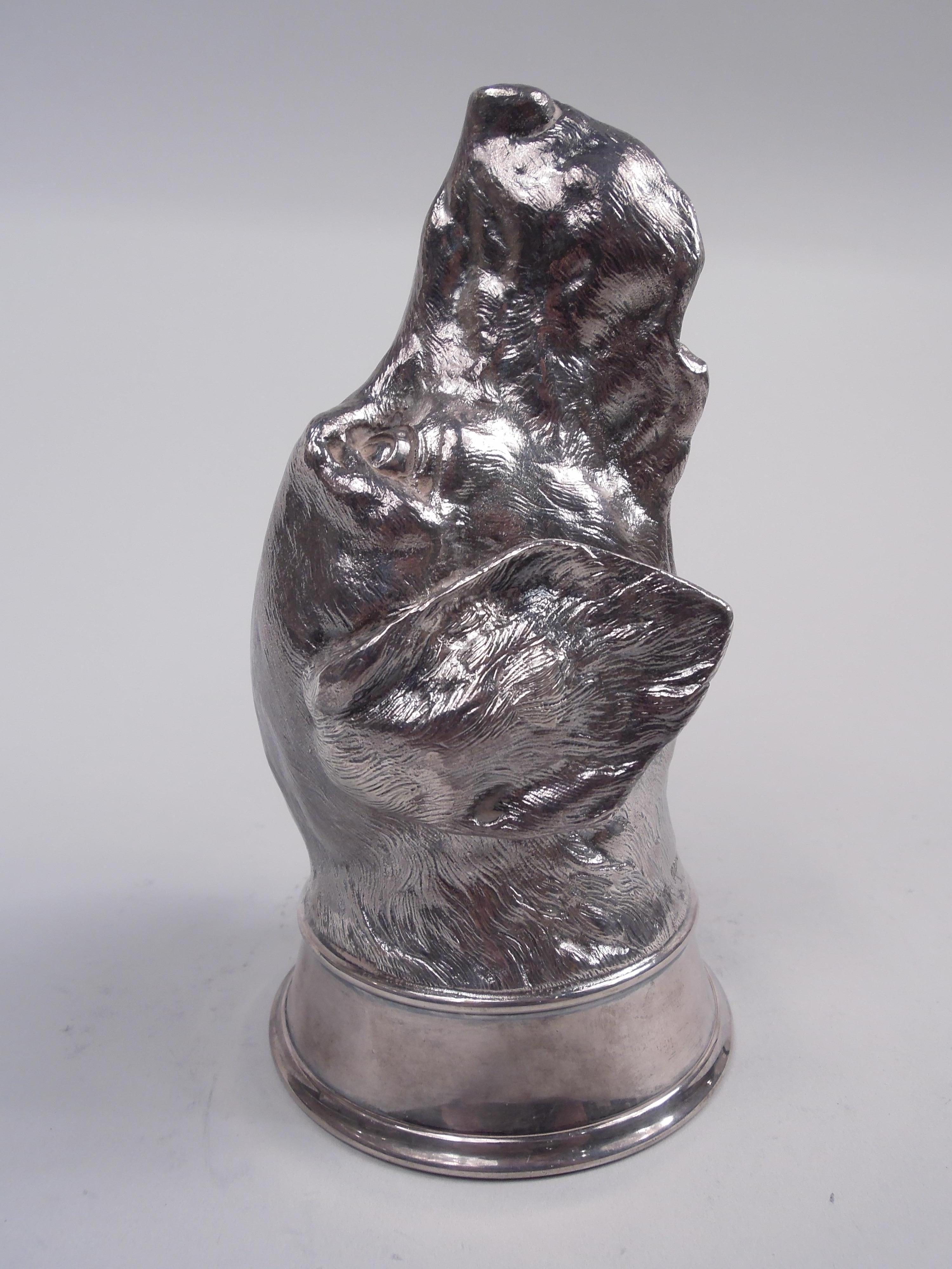 Georgian Asprey Traditional Sterling Silver Hound Dog Stirrup Cup, 1958