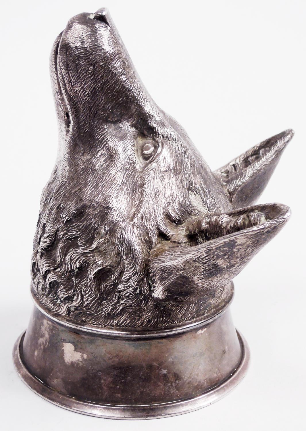 Georgiano Asprey Traditional Thatcher-Era Sterling Silver Fox Stirrup Cup, 1988 in vendita