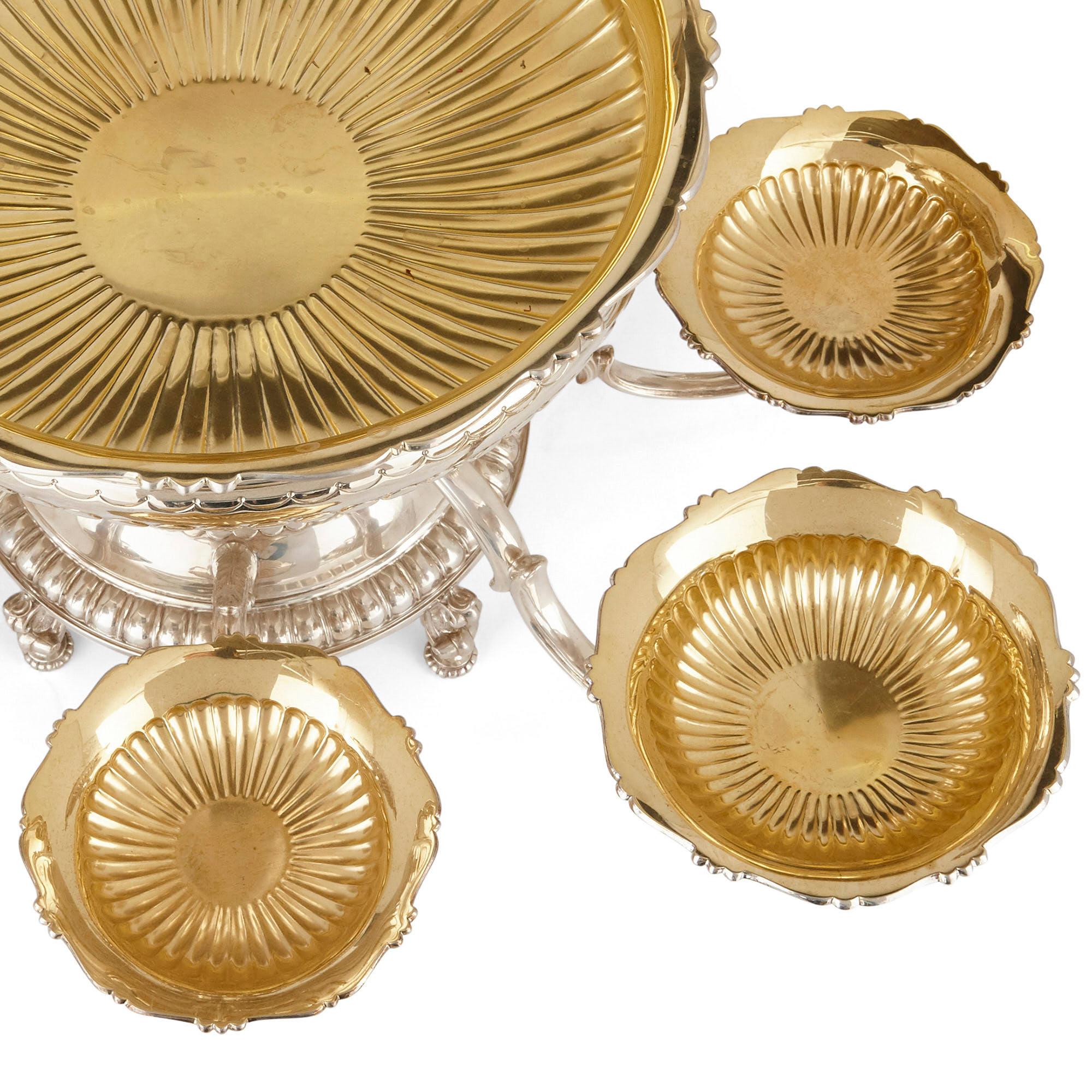 English Asprey Vermeil and Silver Table Centerpiece For Sale