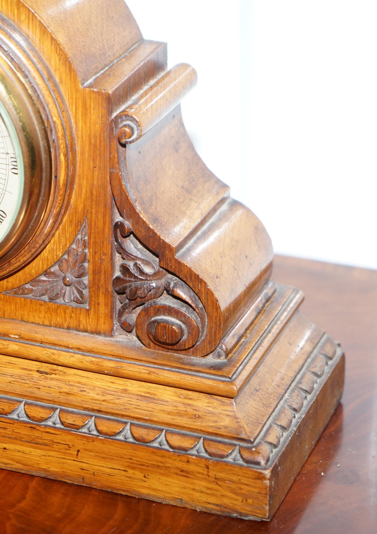 Asprey Victorian Mahogany Cased Mantle Clock Barometer & Thermometer Combination 6