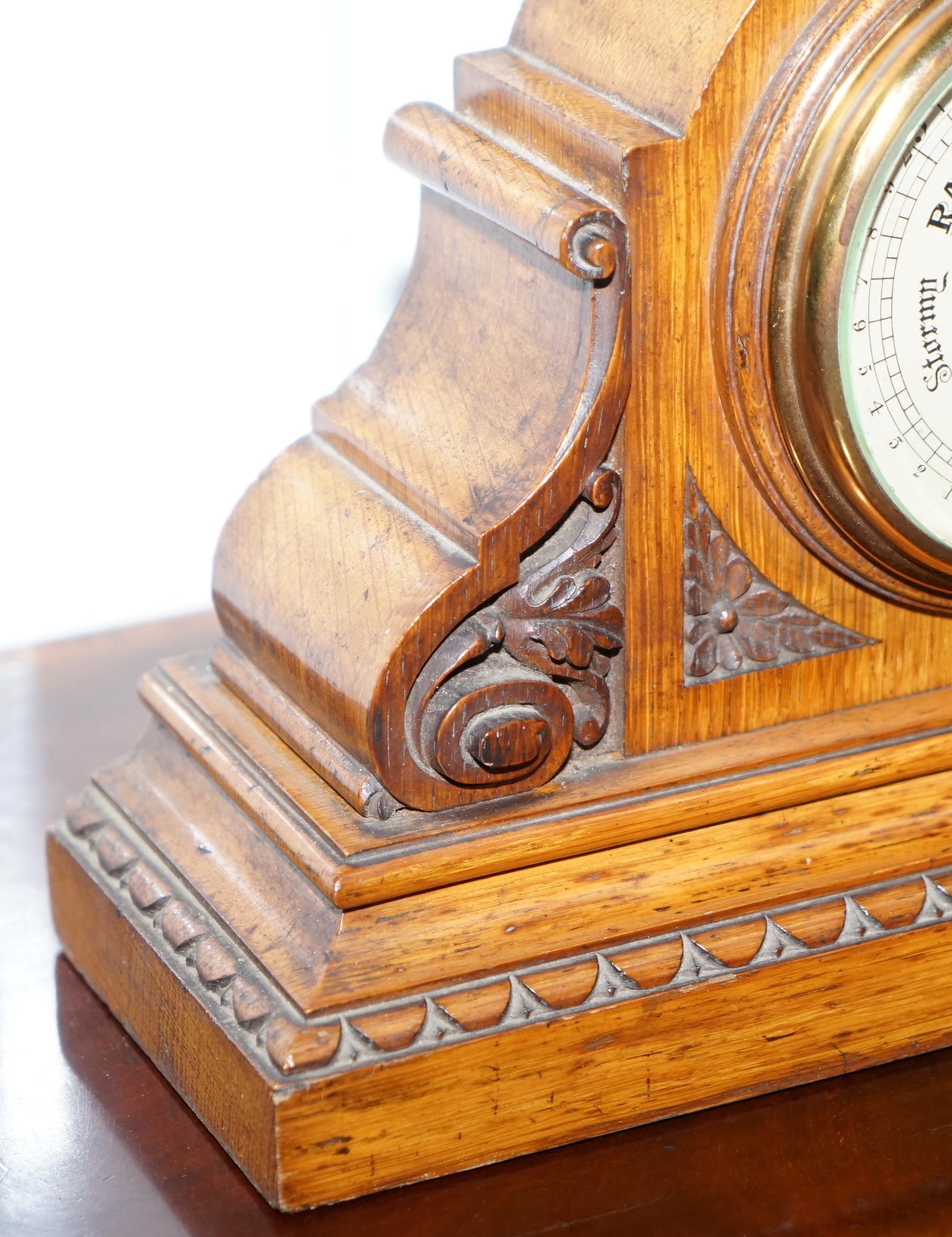 Asprey Victorian Mahogany Cased Mantle Clock Barometer & Thermometer Combination 7