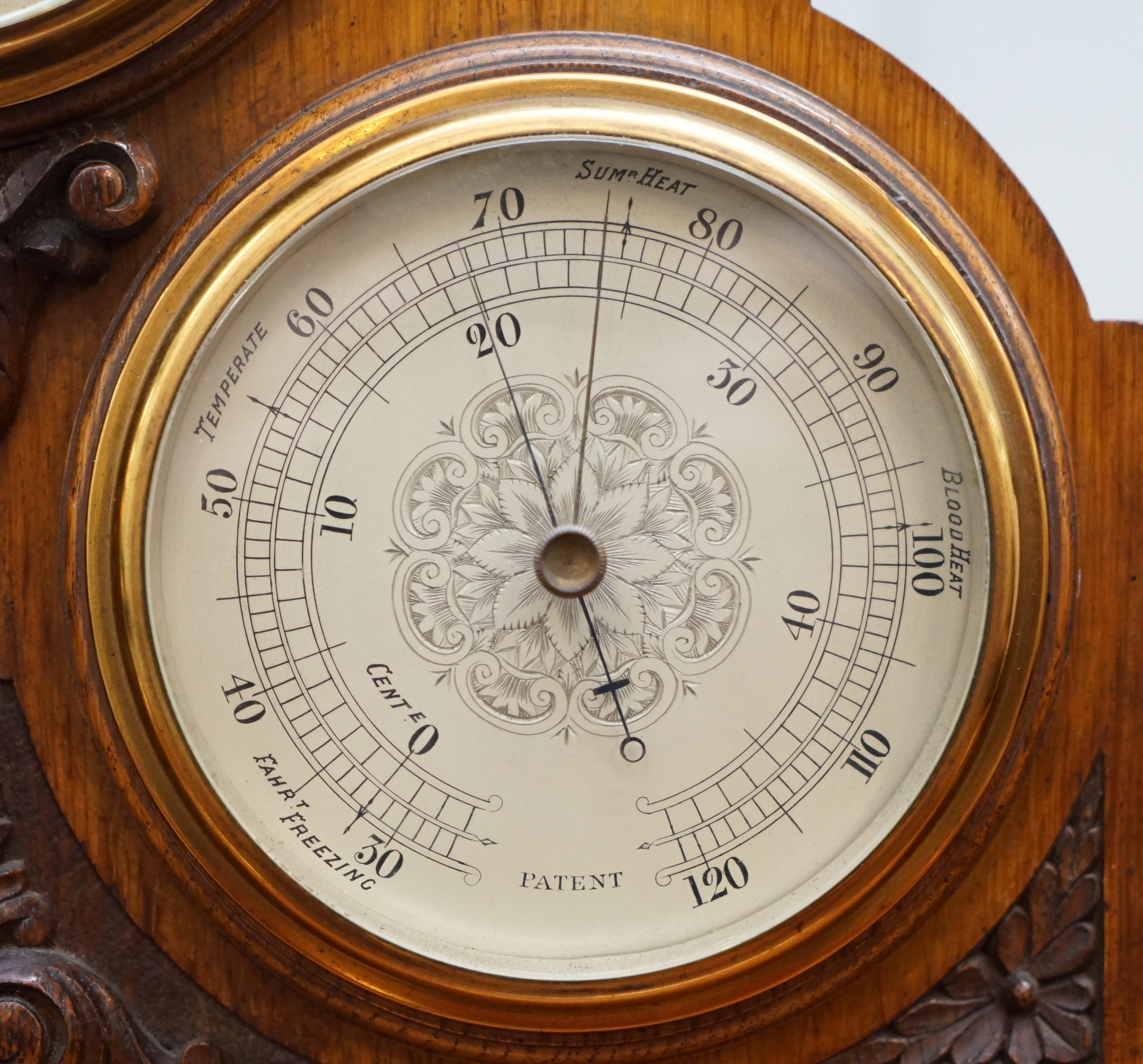 Asprey Victorian Mahogany Cased Mantle Clock Barometer & Thermometer Combination 10