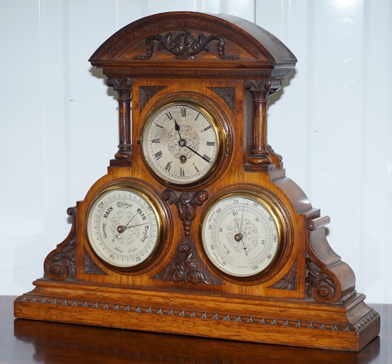 Asprey Victorian Mahogany Cased Mantle Clock Barometer and Thermometer Combination at 1stDibs