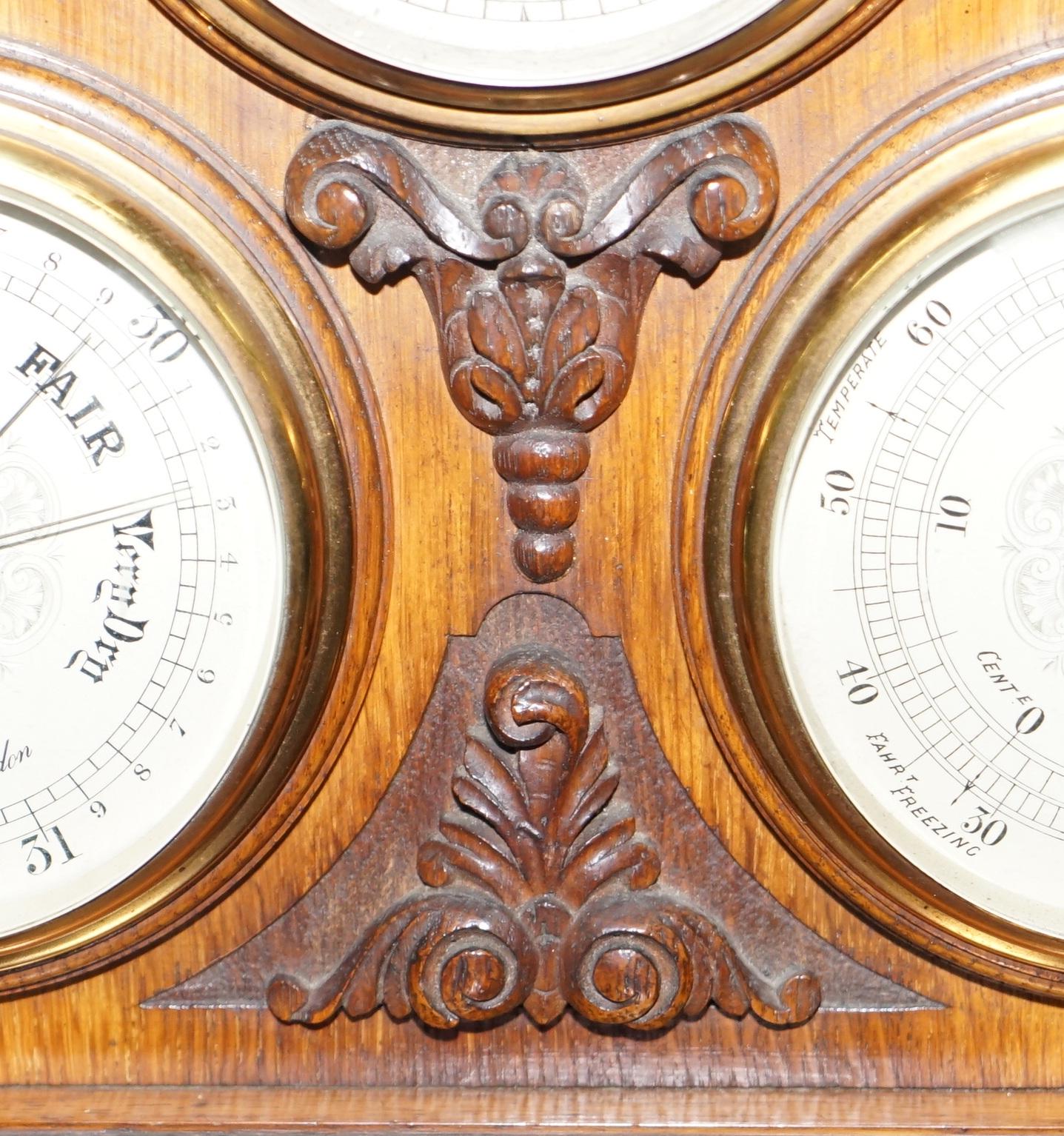 Asprey Victorian Mahogany Cased Mantle Clock Barometer & Thermometer Combination 4