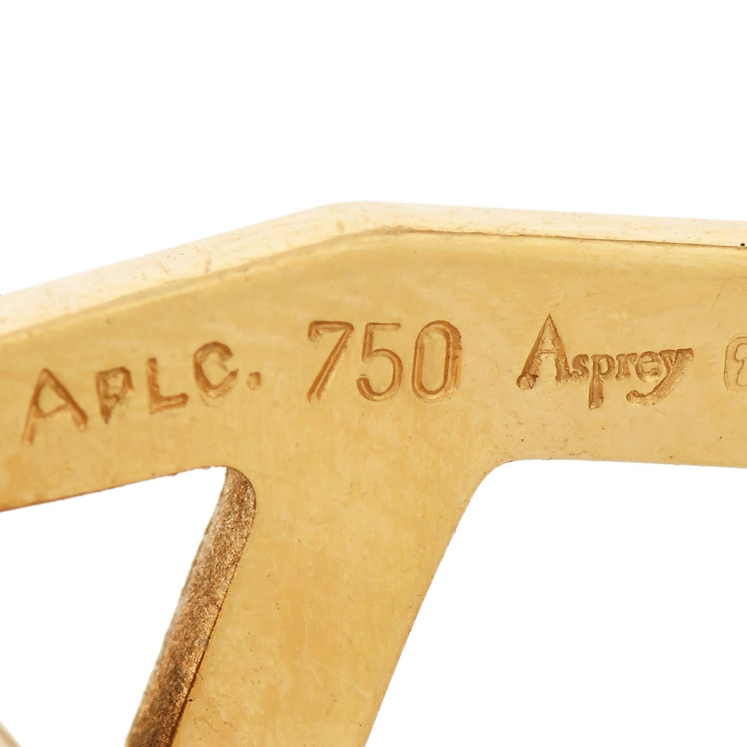 Oval Cut Asprey Vintage Cabochon Sapphire 18K Gold Oval Cuff Links For Sale