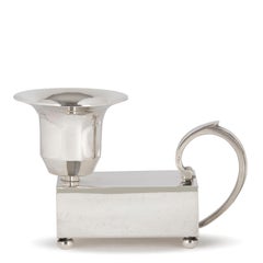 Asprey Vintage Silver Chamberstick and Matchbox Holder, 1964