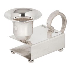 Asprey Vintage Silver Chamberstick and Matchbox Holder, 1964