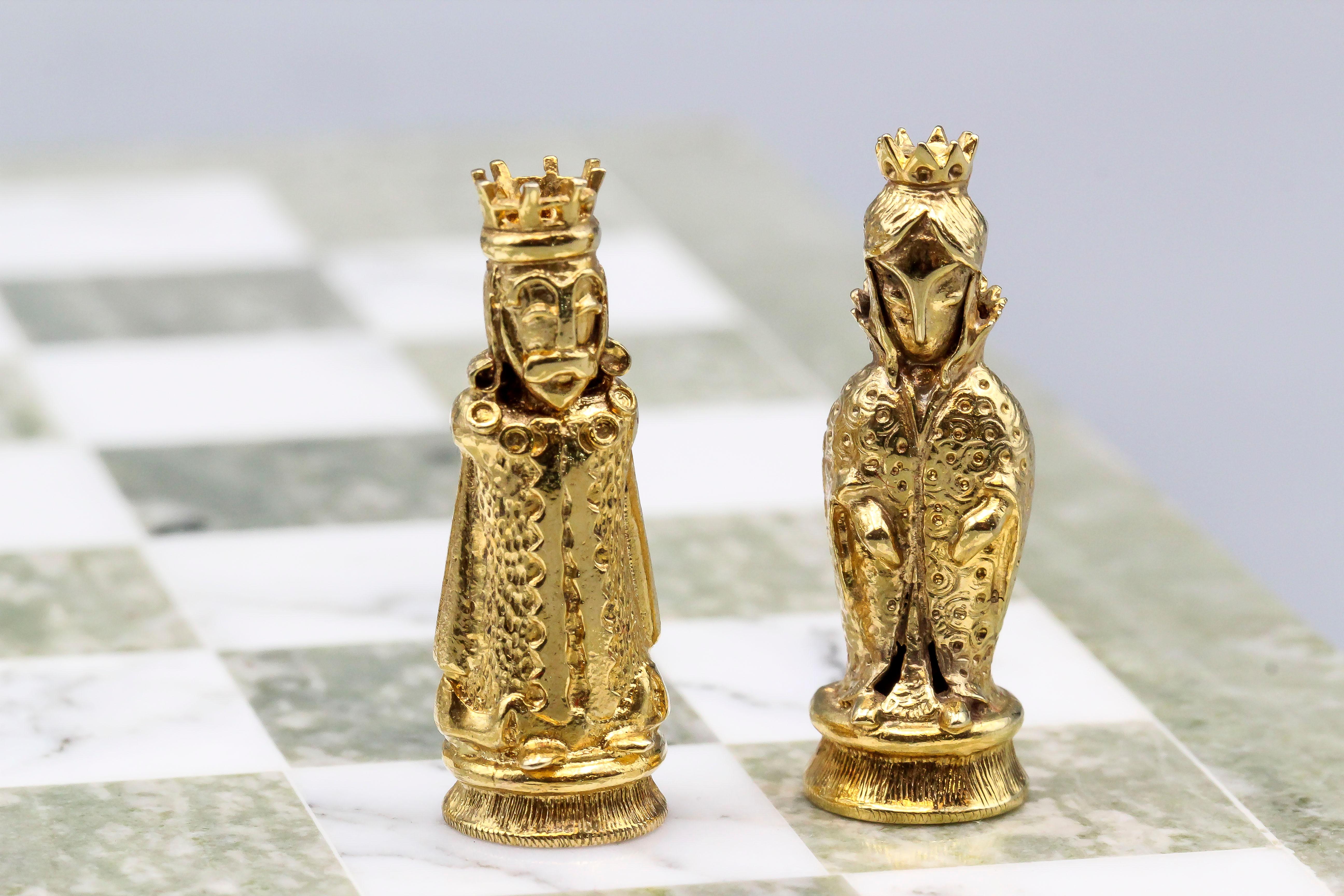 white and gold chess set