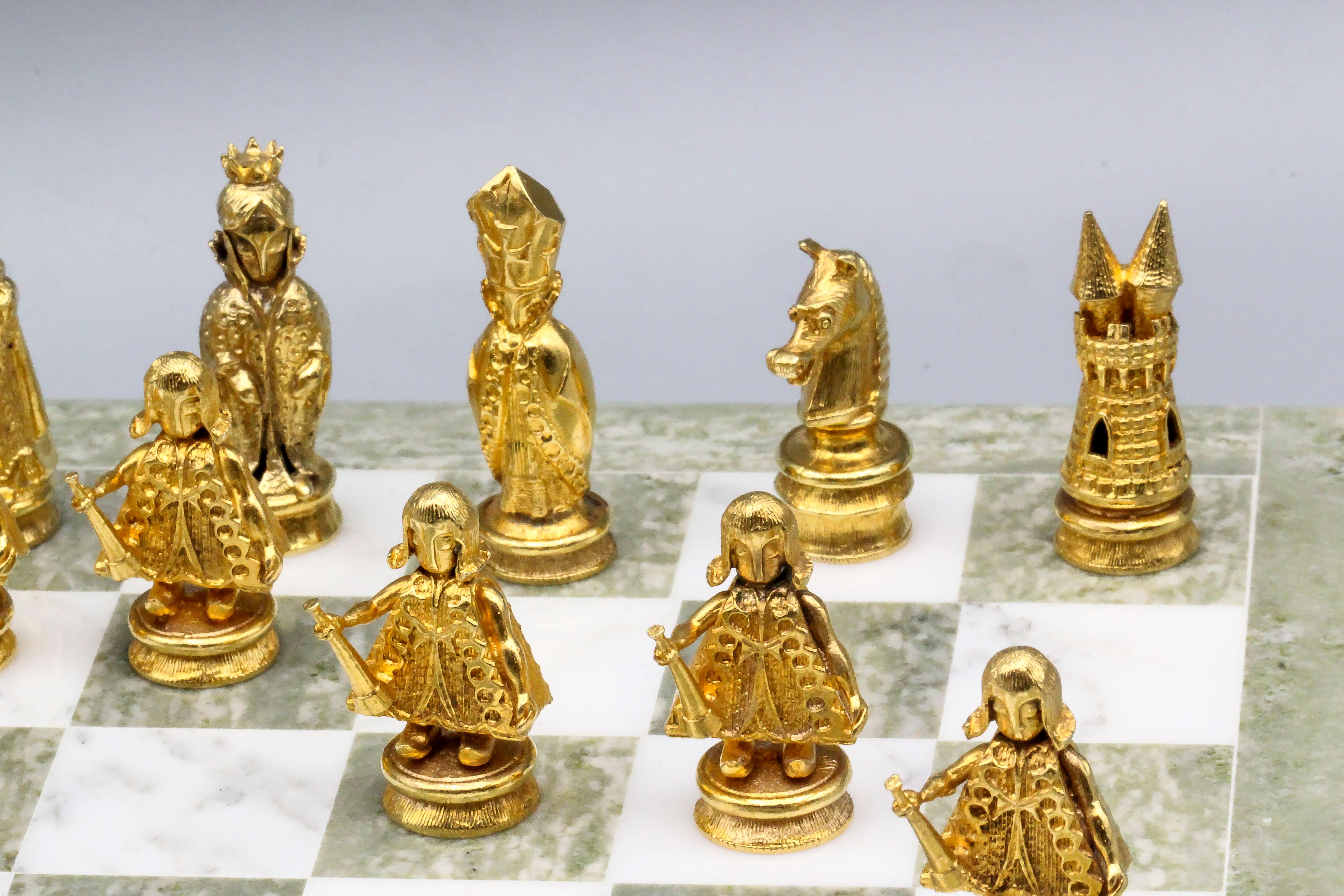 white and gold chess set