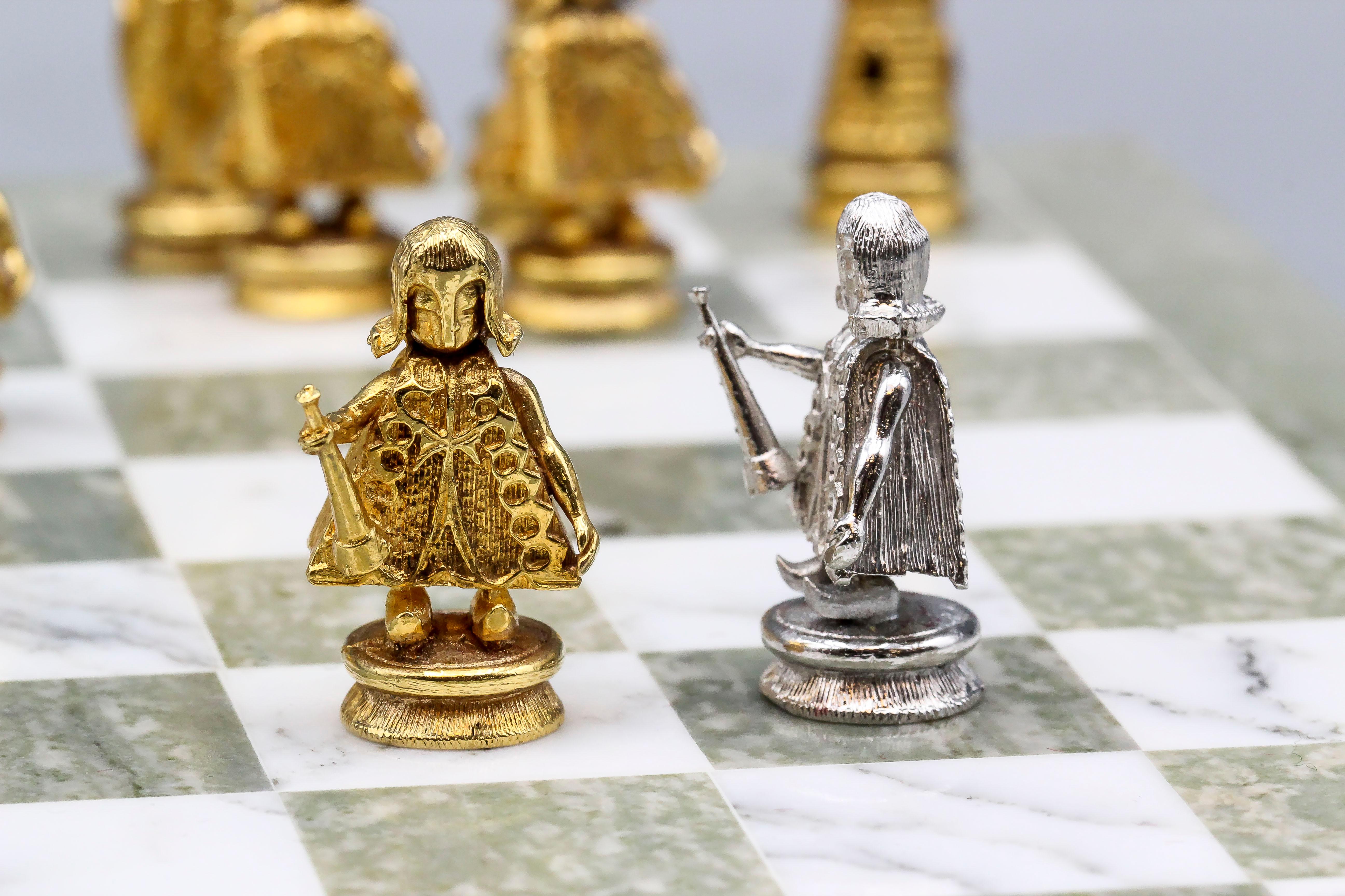 Asprey White and Yellow Gold Marble Chess Set 1