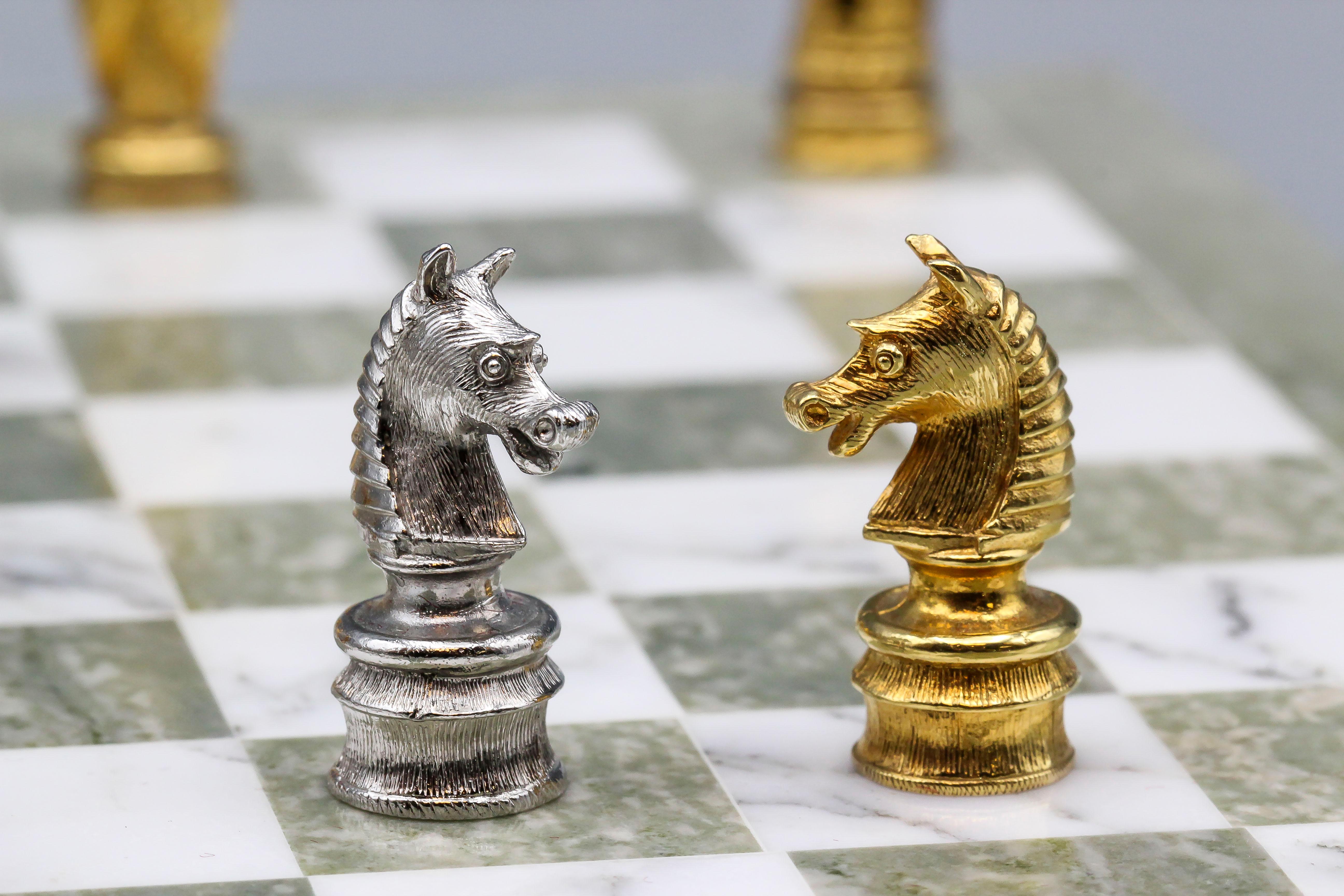 Asprey White and Yellow Gold Marble Chess Set 2