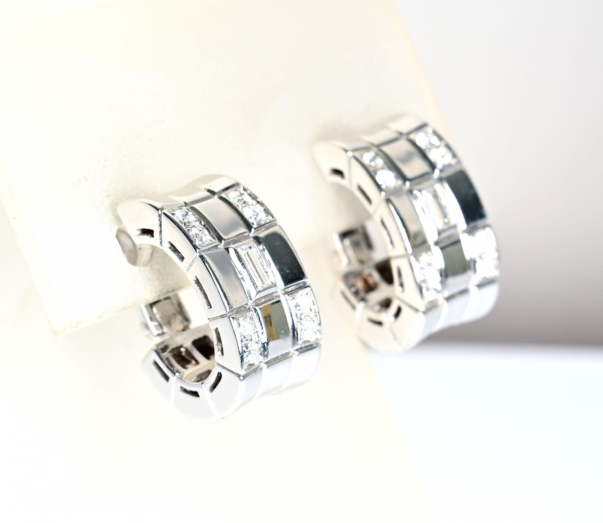 Contemporary Asprey White Gold and Diamond Half Hoop Earrings For Sale