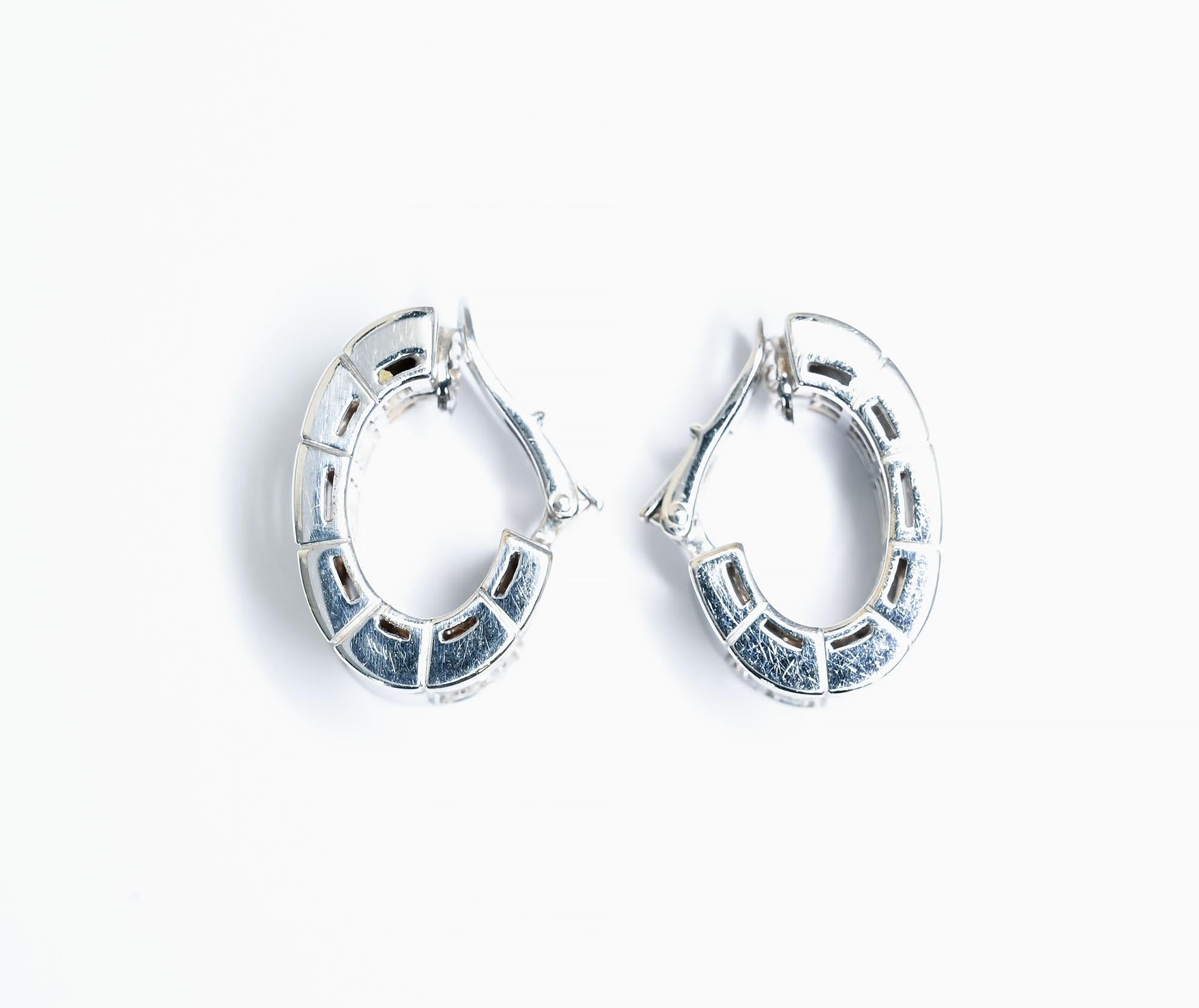 Asprey White Gold and Diamond Half Hoop Earrings In Excellent Condition For Sale In Darnestown, MD