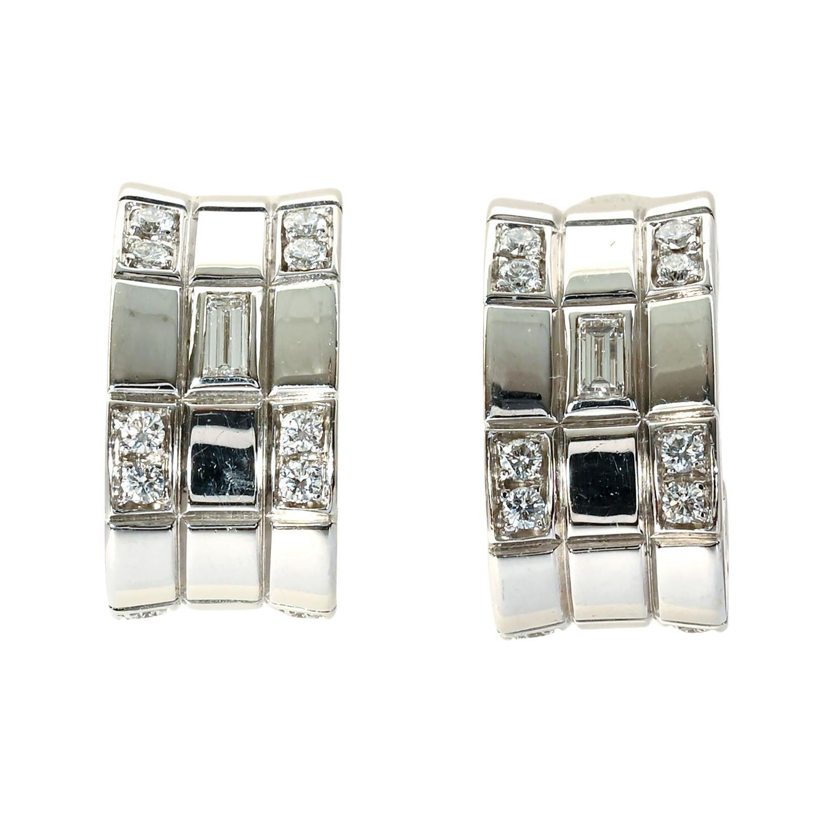 Asprey White Gold and Diamond Half Hoop Earrings For Sale
