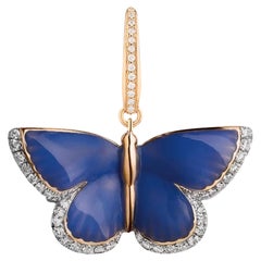 Asprey Woodland Butterfly Charm in Enamelled 18k Gold & Diamond