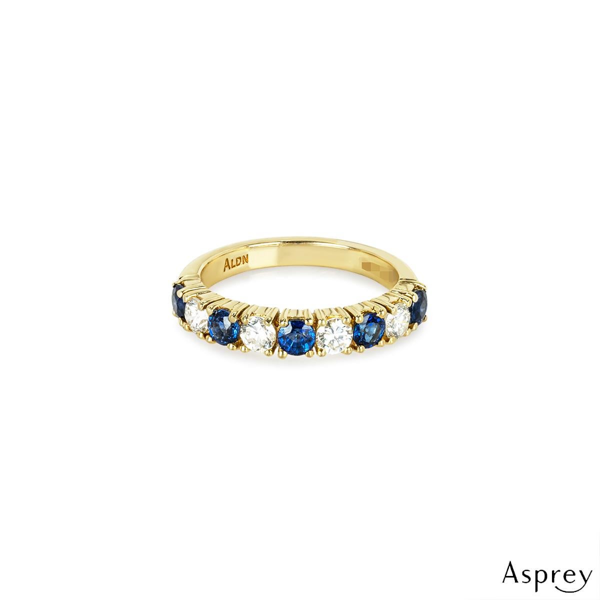 Round Cut Asprey Yellow Gold Sapphire & Diamond Half Eternity Ring