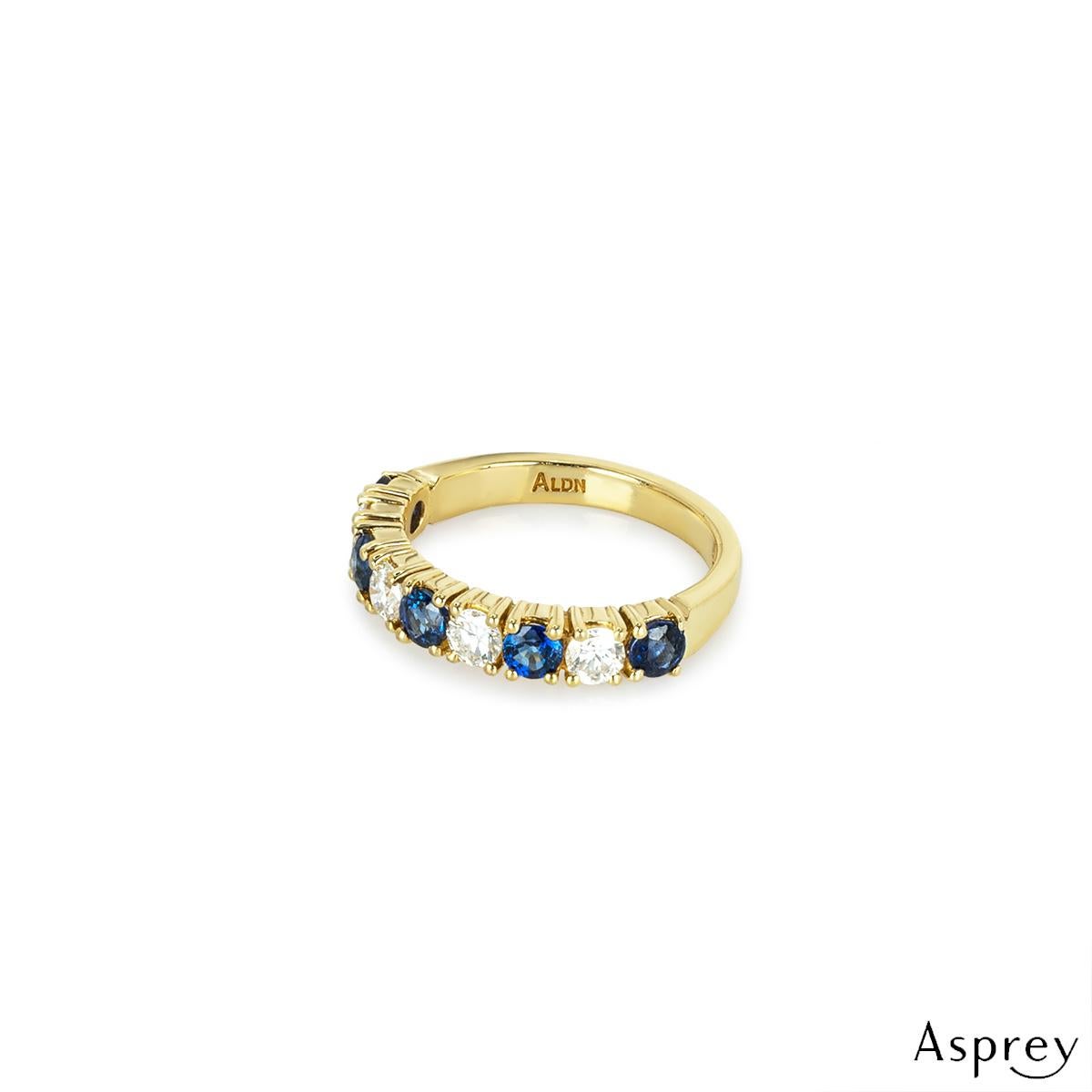 Asprey Yellow Gold Sapphire & Diamond Half Eternity Ring In Excellent Condition In London, GB