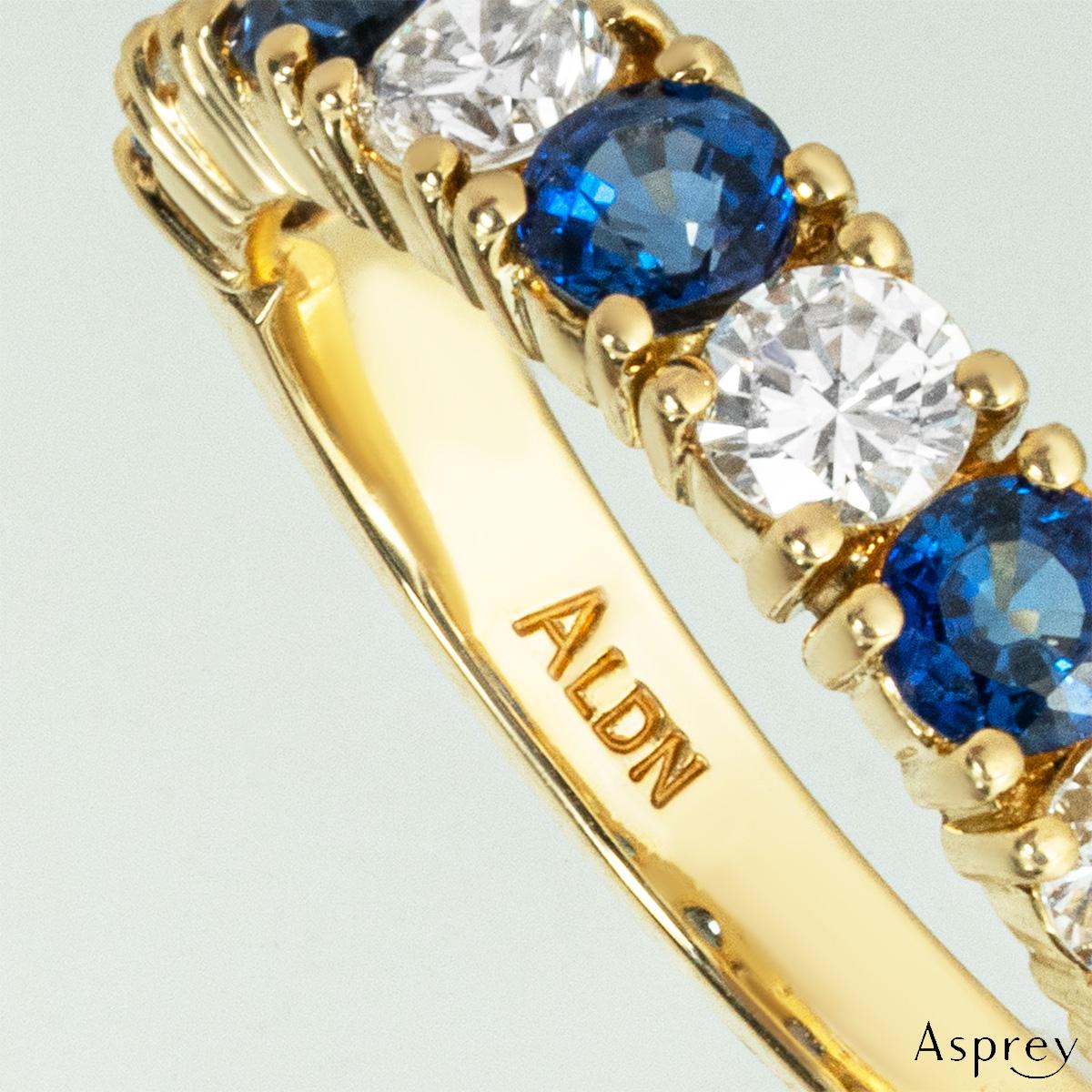 Women's Asprey Yellow Gold Sapphire & Diamond Half Eternity Ring