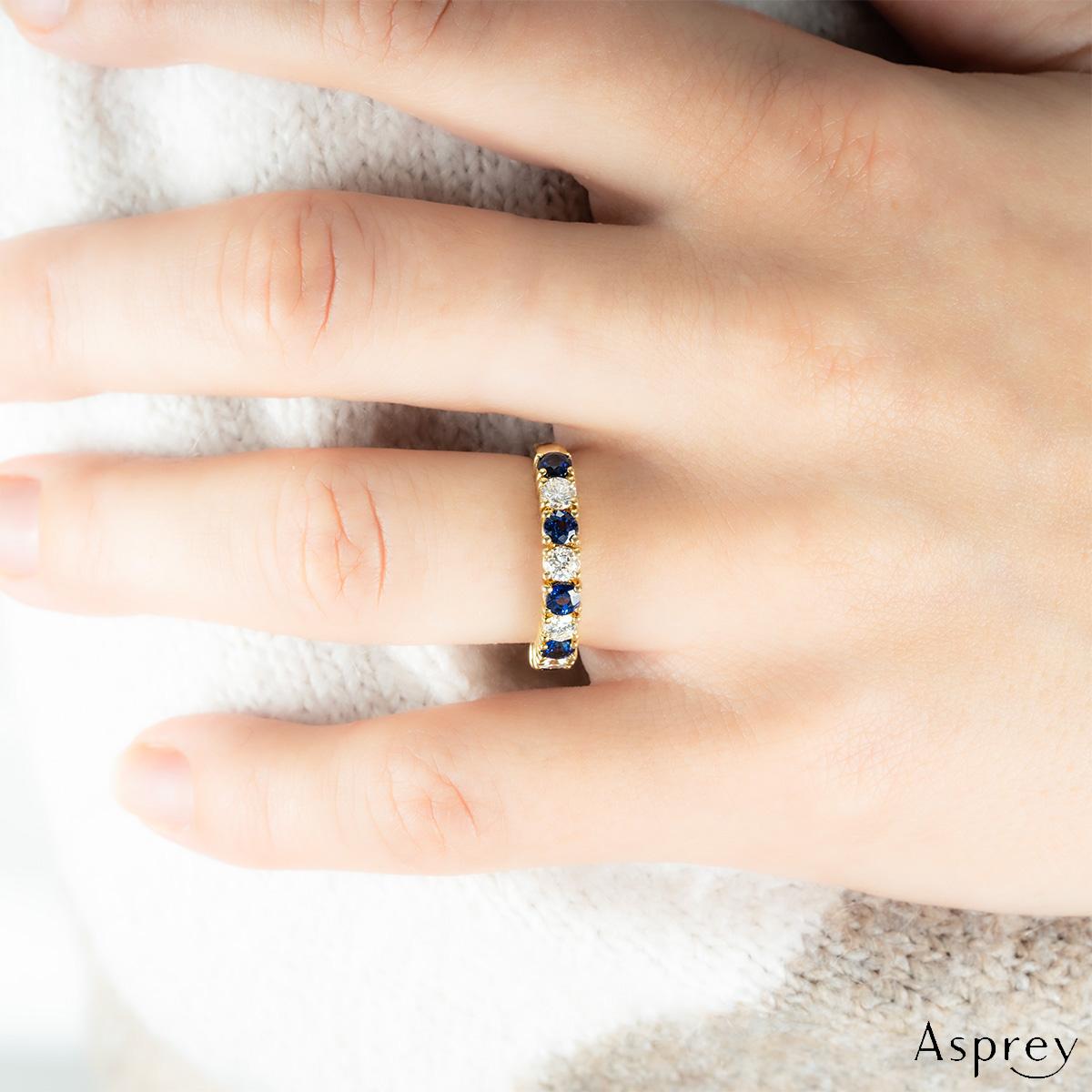 Asprey Yellow Gold Sapphire & Diamond Half Eternity Ring 1