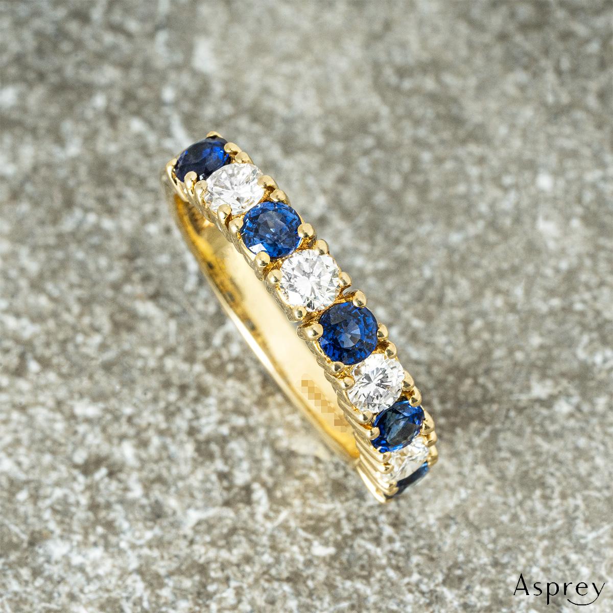 Asprey Yellow Gold Sapphire & Diamond Half Eternity Ring 4