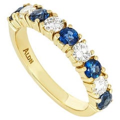 Asprey Yellow Gold Sapphire & Diamond Half Eternity Ring