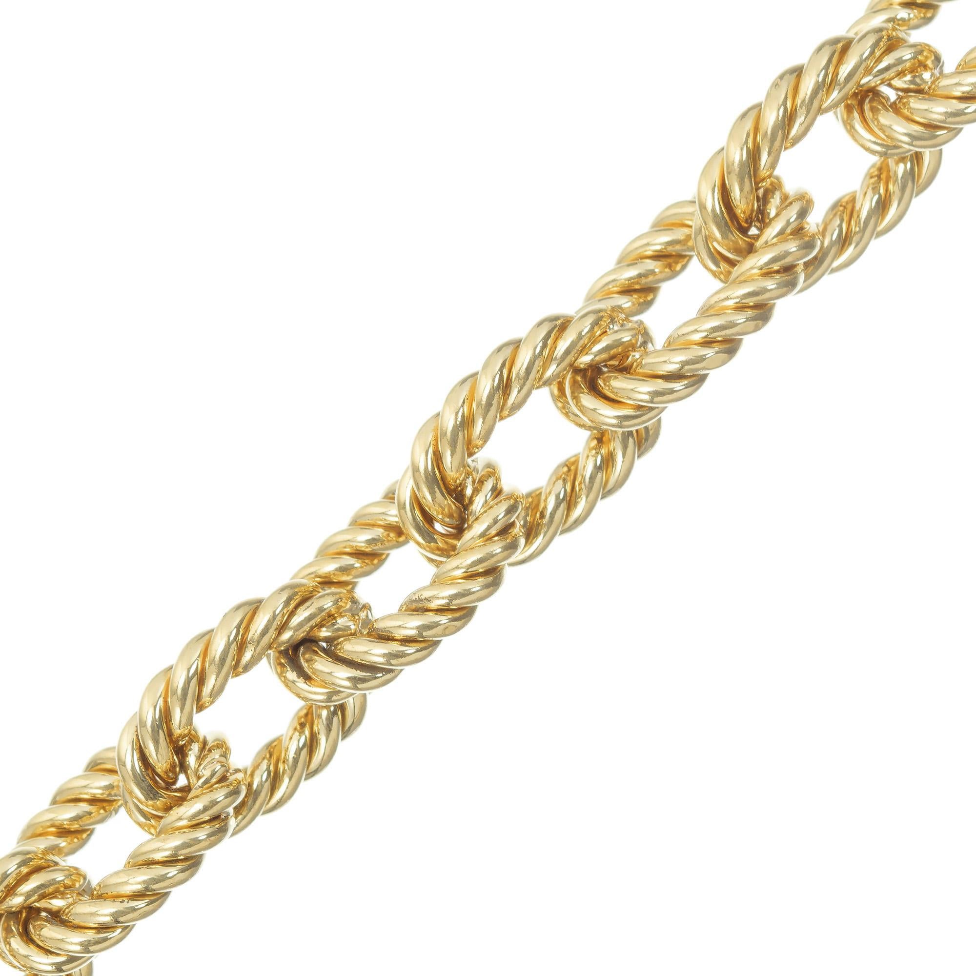 Women's Asprey Yellow Gold Twisted Wire Link Bracelet For Sale