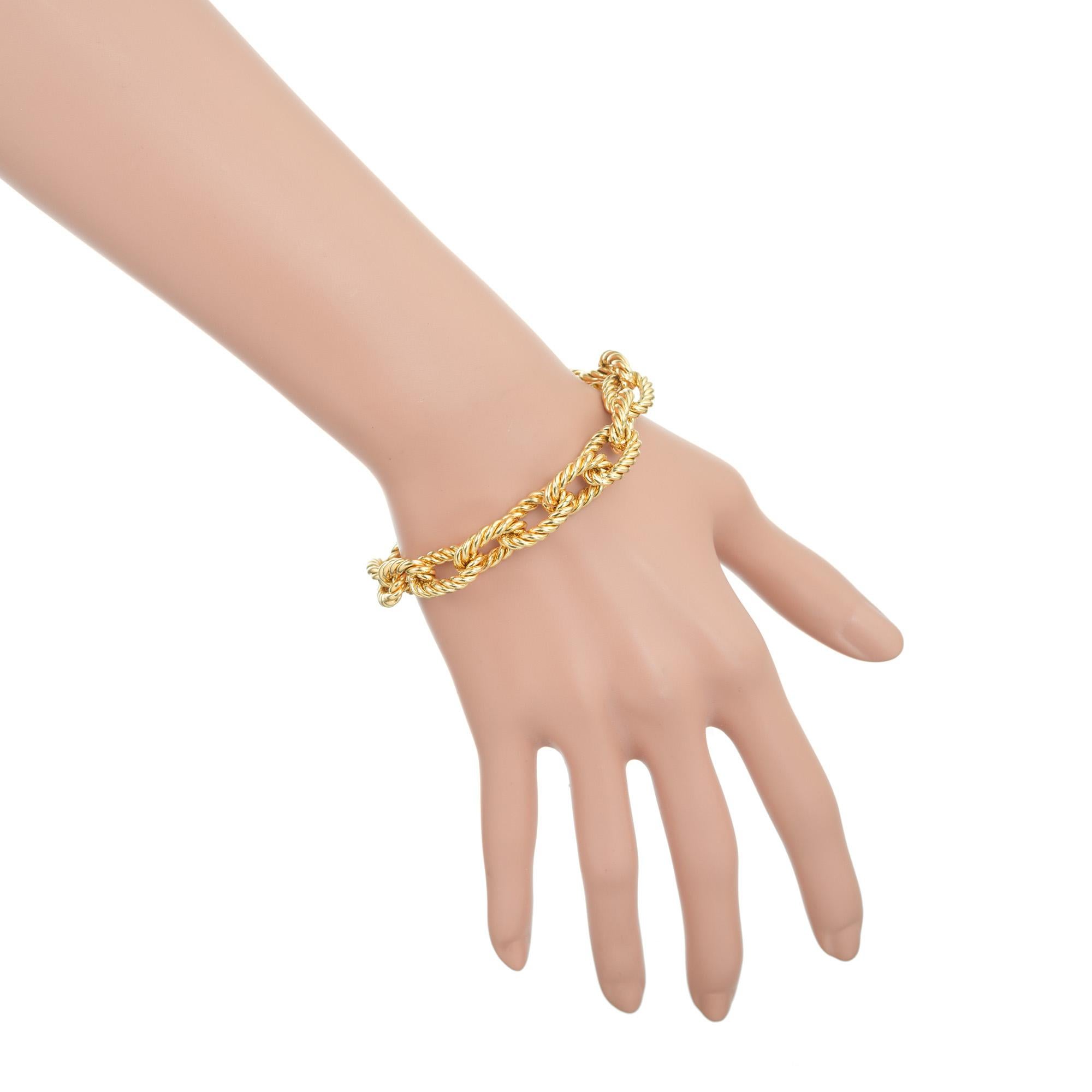 Asprey Yellow Gold Twisted Wire Link Bracelet For Sale 3