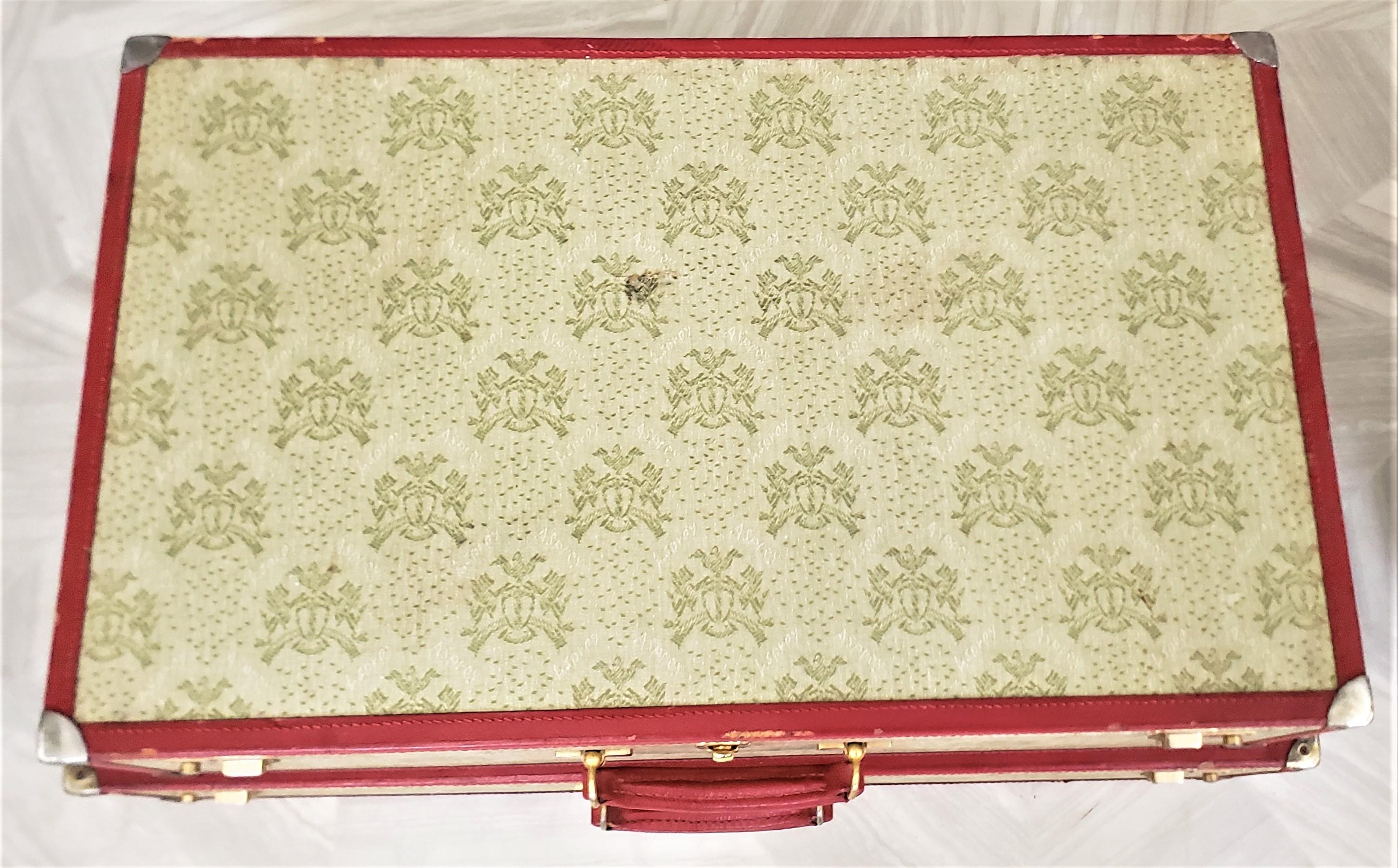 Asprey's of London Set of 4 Graduated Suitcase Set in Red Leather and Cloth 8