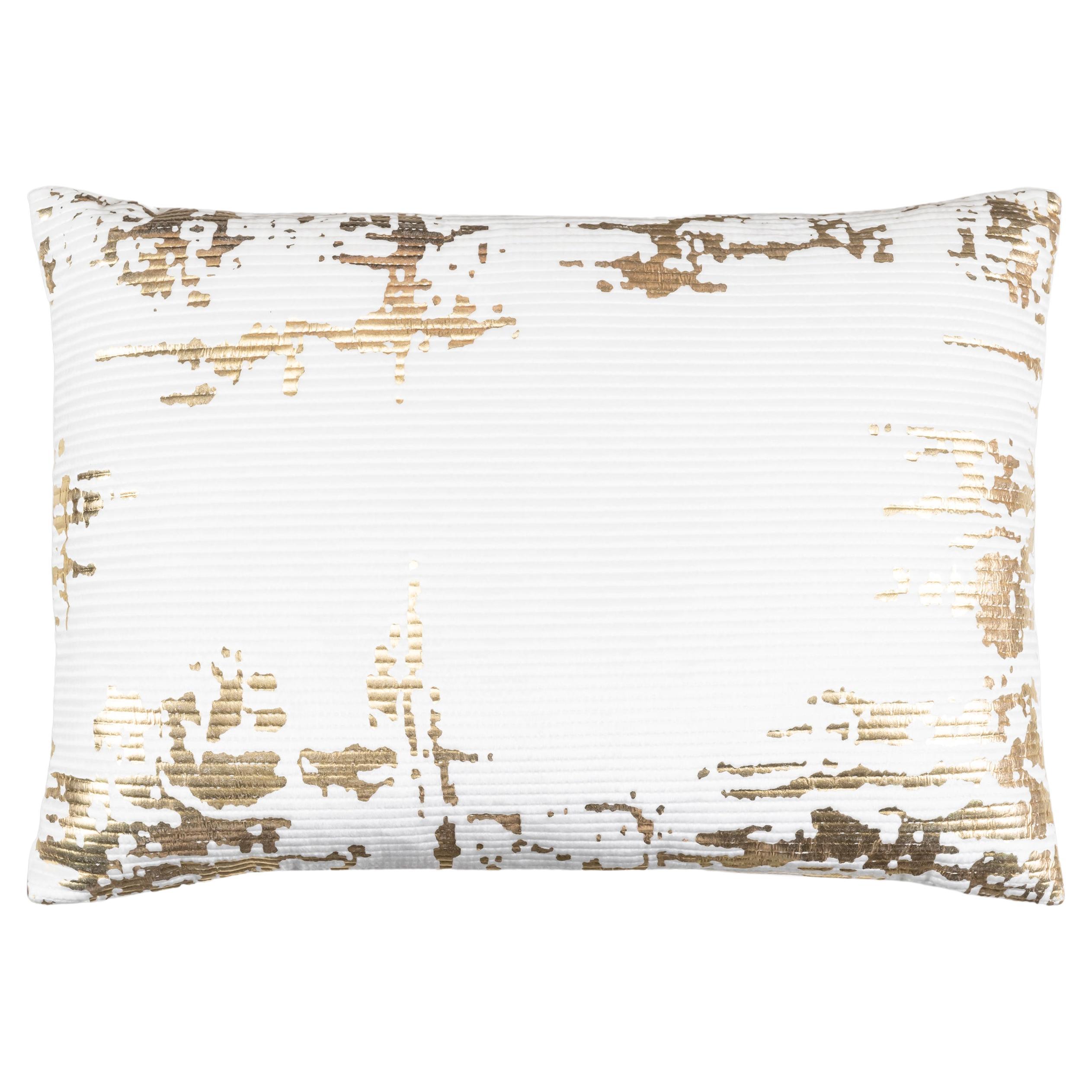 Asra Lumbar White and Gold Pillow 