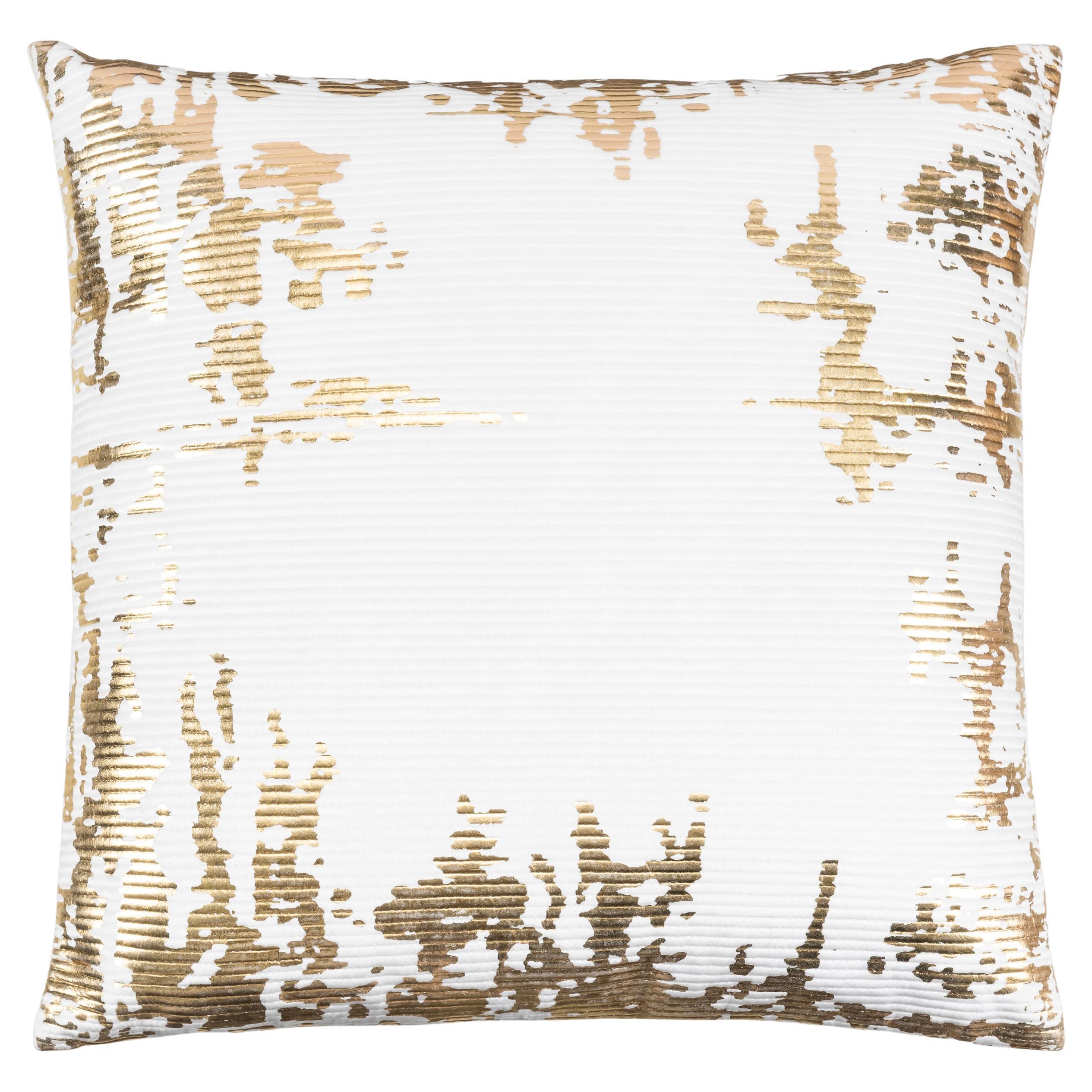 Asra White and Gold Pillow For Sale