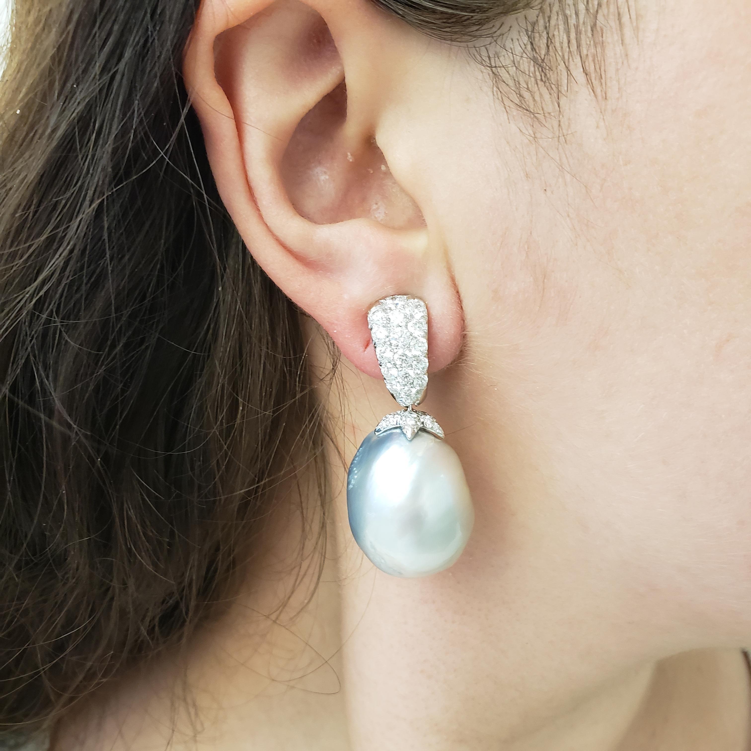 Assael 18 Karat Gold Baroque Pearl and Diamond Earrings 3