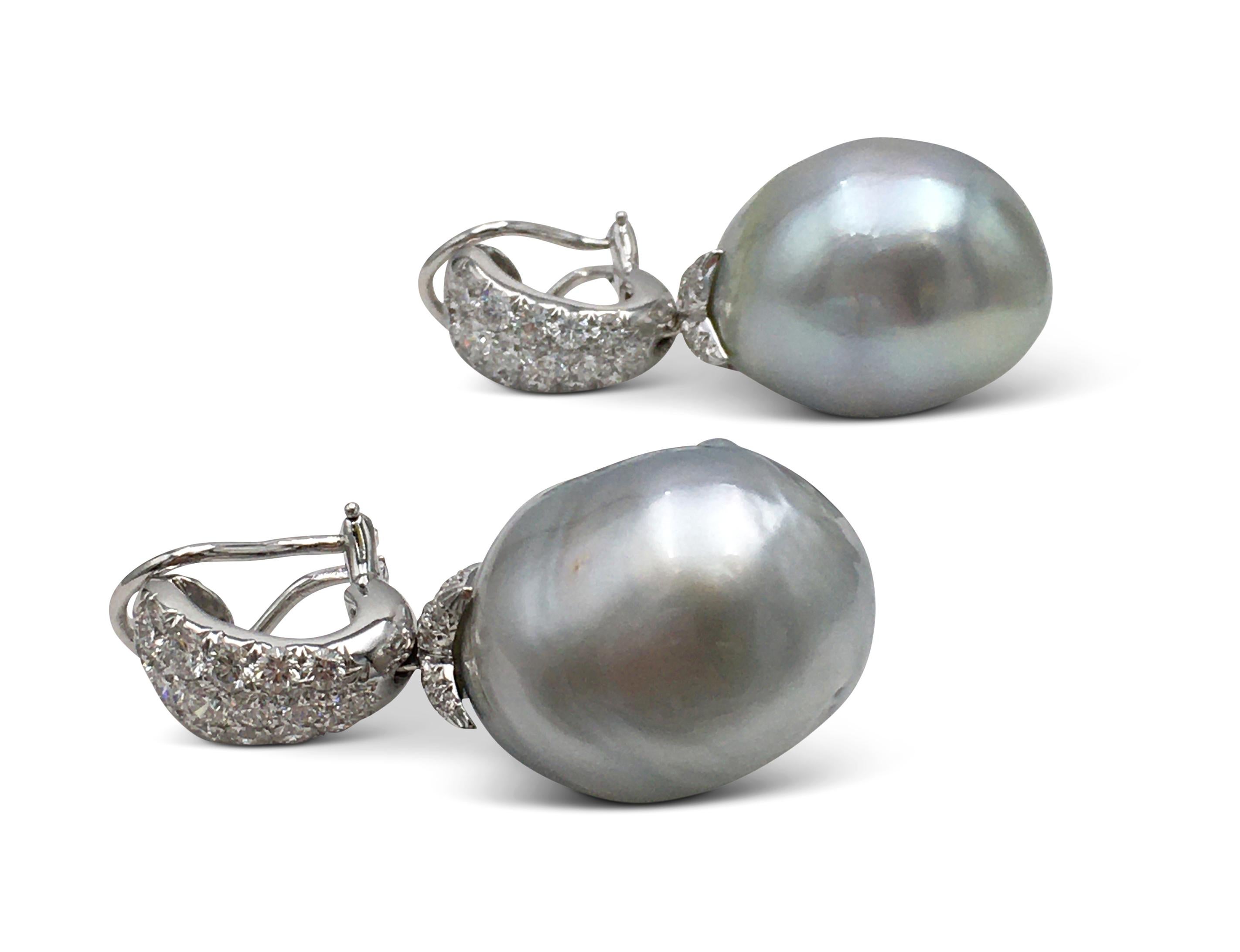 Women's Assael 18 Karat Gold Baroque Pearl and Diamond Earrings