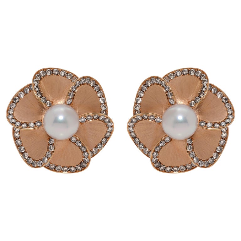 Assael 18k Rose Gold, Champagne Diamond and Clip on Earrings For Sale