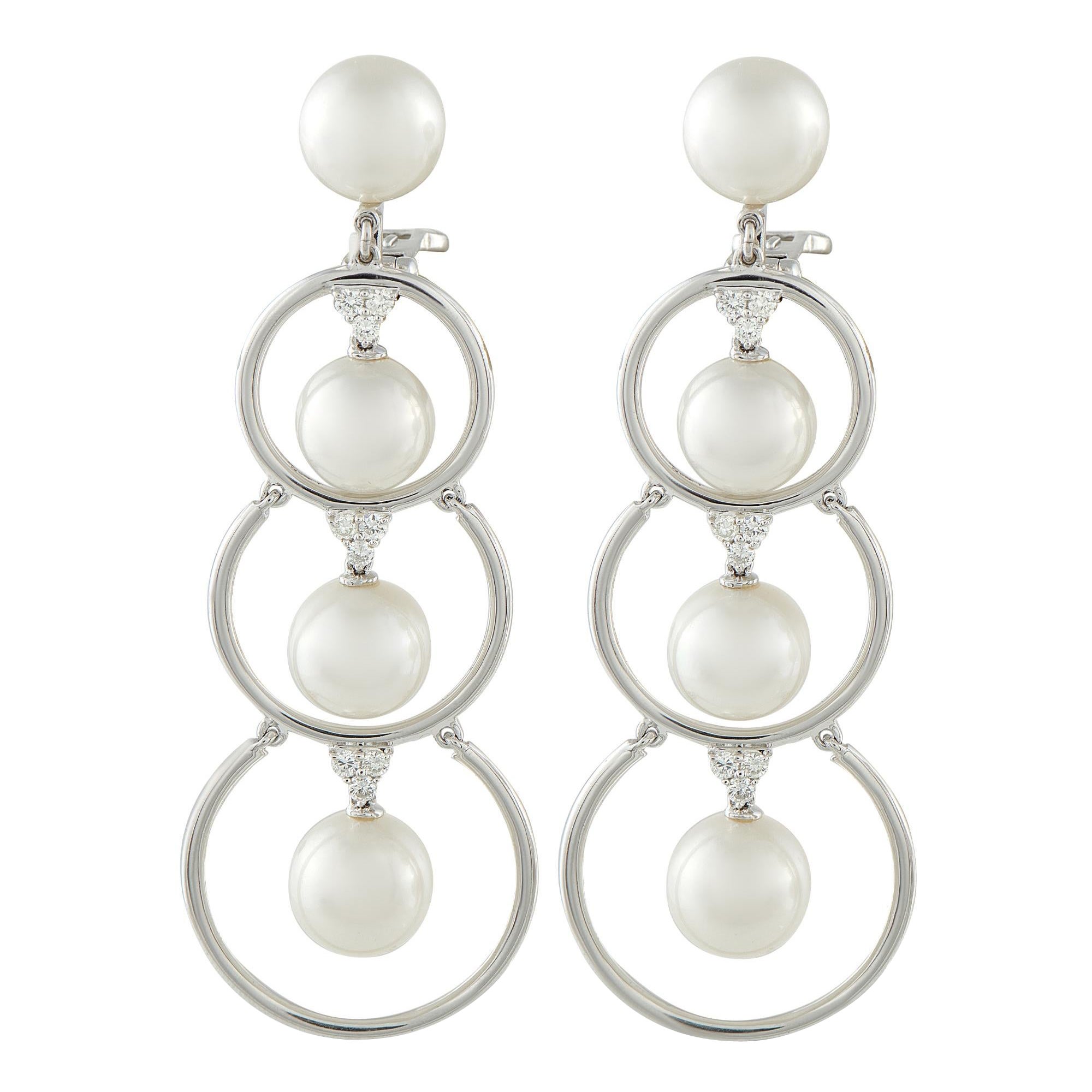 Assael 18K White Gold 0.55ct Diamond and Pearl Clip-On Earrings AS20-103125 im Angebot