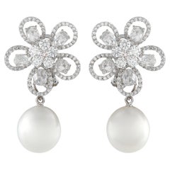 Assael 18K White Gold 5.24ct Diamond and Pearl Clip-On Earrings AS15-050426