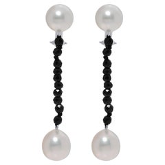 Assael 18K White Gold, Black Spinel And Pearl French Clip Earring