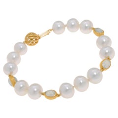 Assael 18k Yellow Gold Moonstone and Pearl Strand Bracelet
