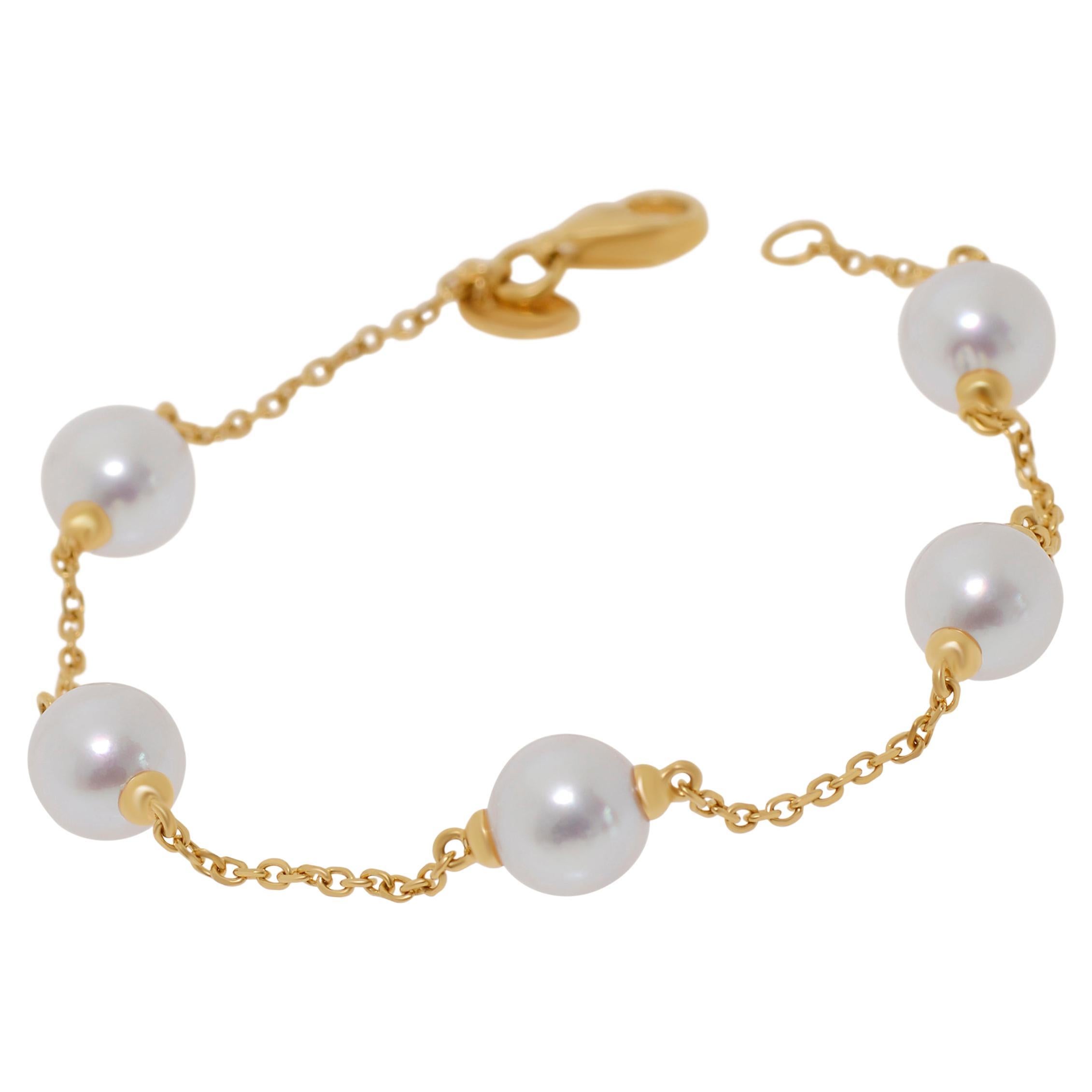 Assael 18k Yellow Gold, Pearl Chain Bracelet