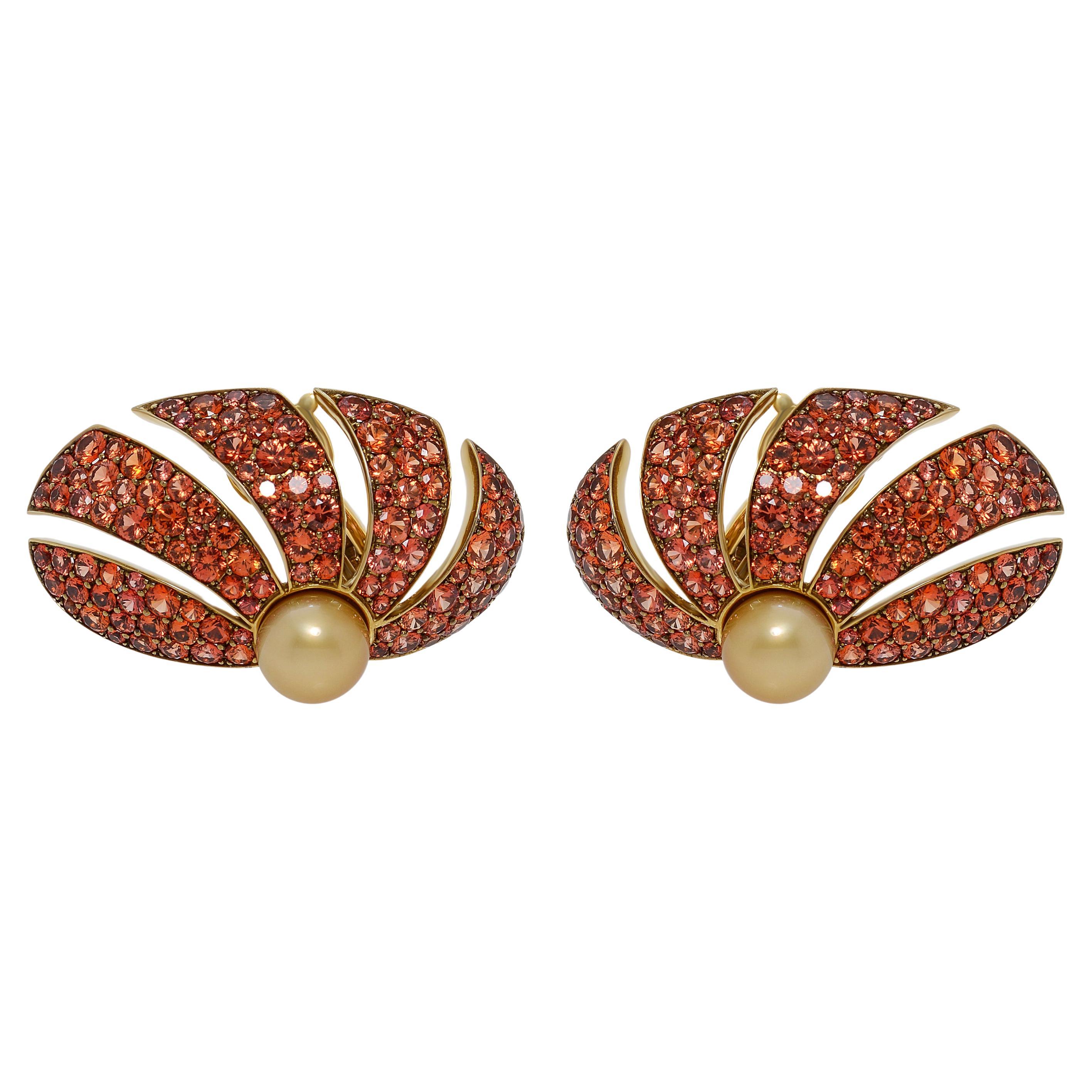 AENEA 18k Yellow Gold E/VVS White Diamonds Anodized Blue Titanium Earrings For Sale at 1stDibs