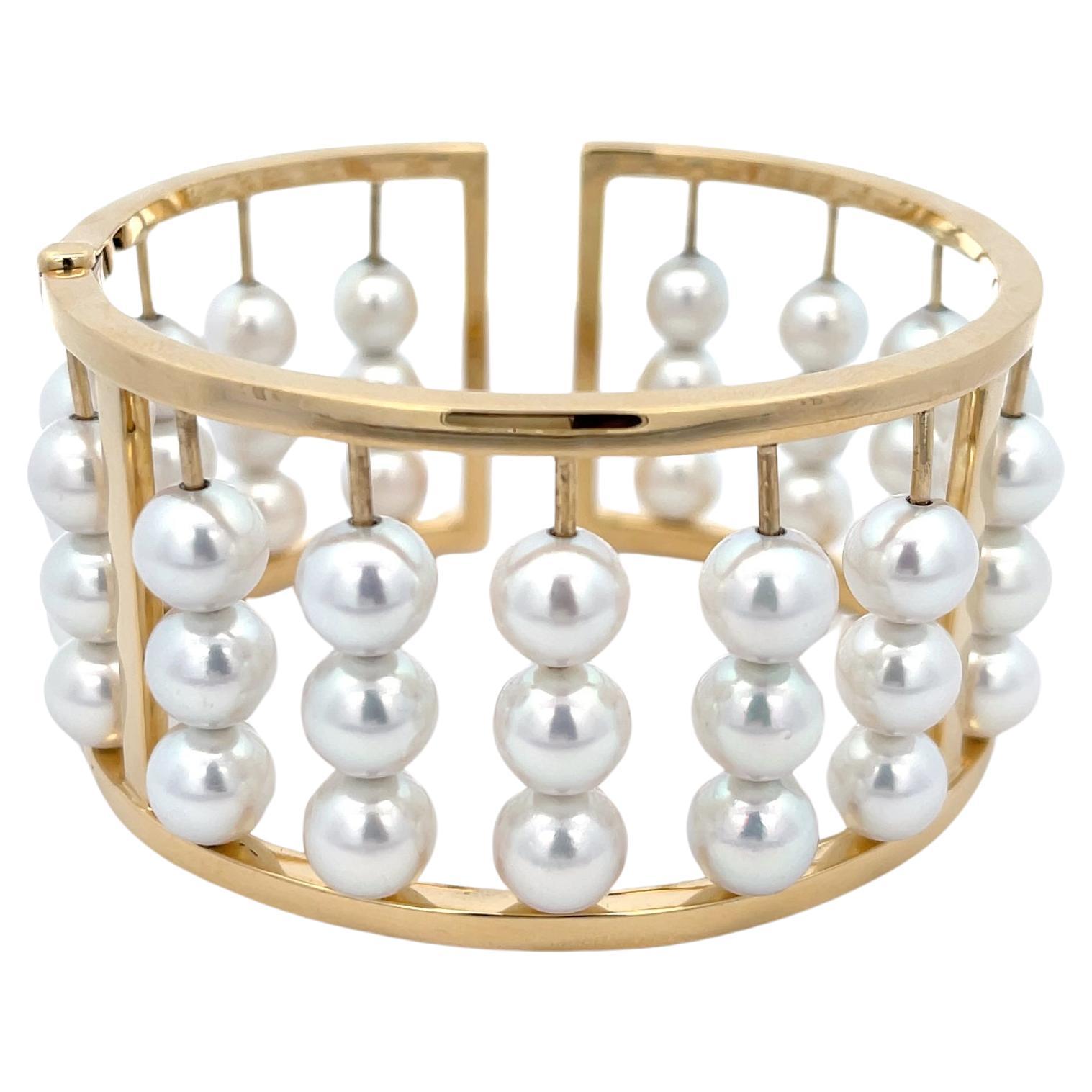 Assael Akoya Cultured Pearl Cuff 18K Yellow Gold