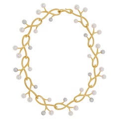 Assael Angela Cummings 18k Yellow Gold Pearl & Diamond Choker Necklace
